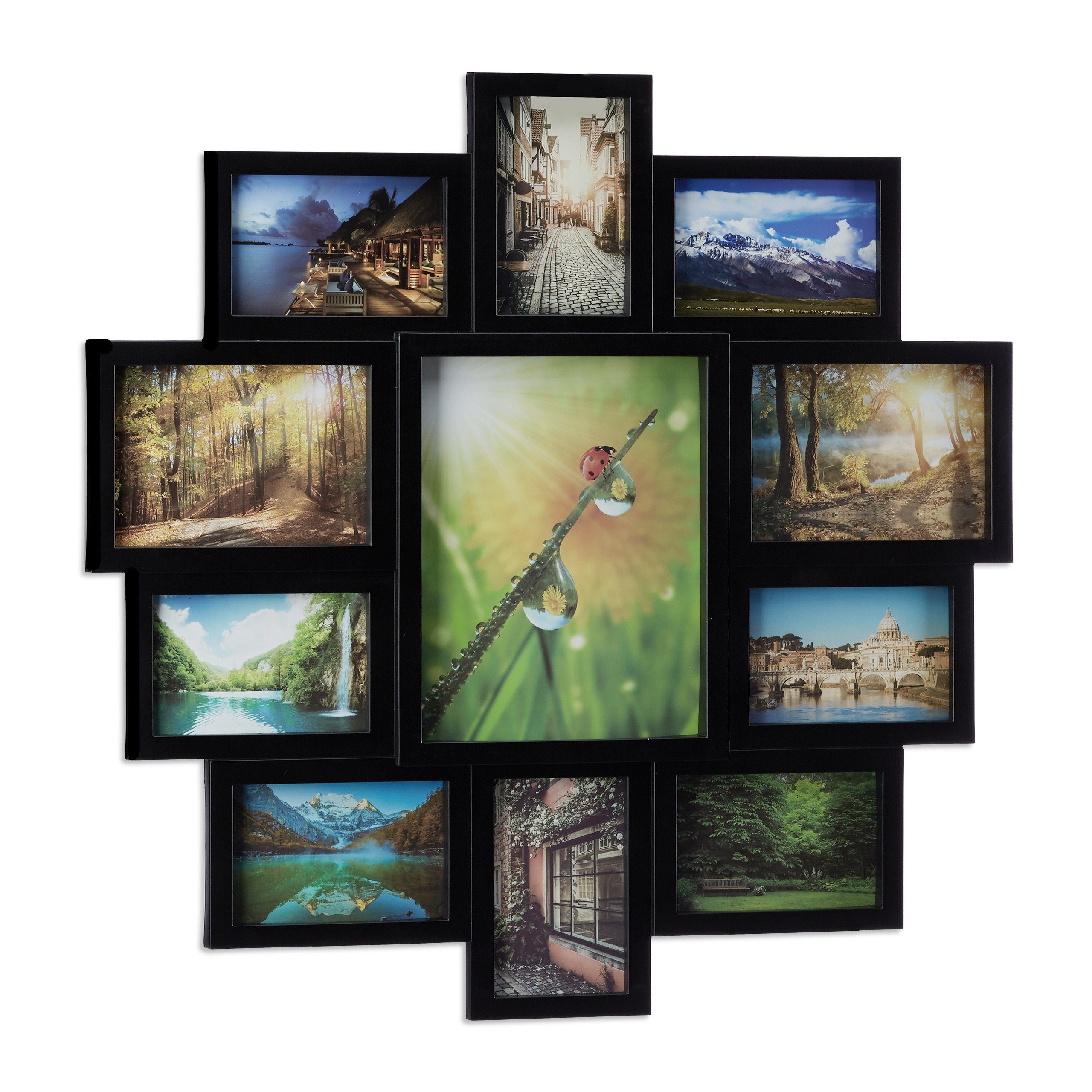 relaxdays Staffelbilderrahmen Bilderrahmen Collage 11 Fotos, günstig online kaufen