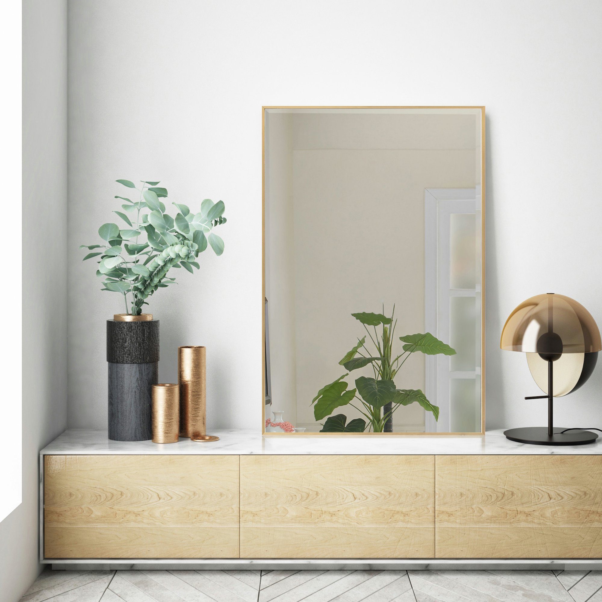 en.casa Wandspiegel, »Novoli« Spiegel 50 mit Badezimmerspiegel Rahmen 70 Goldfarben x cm