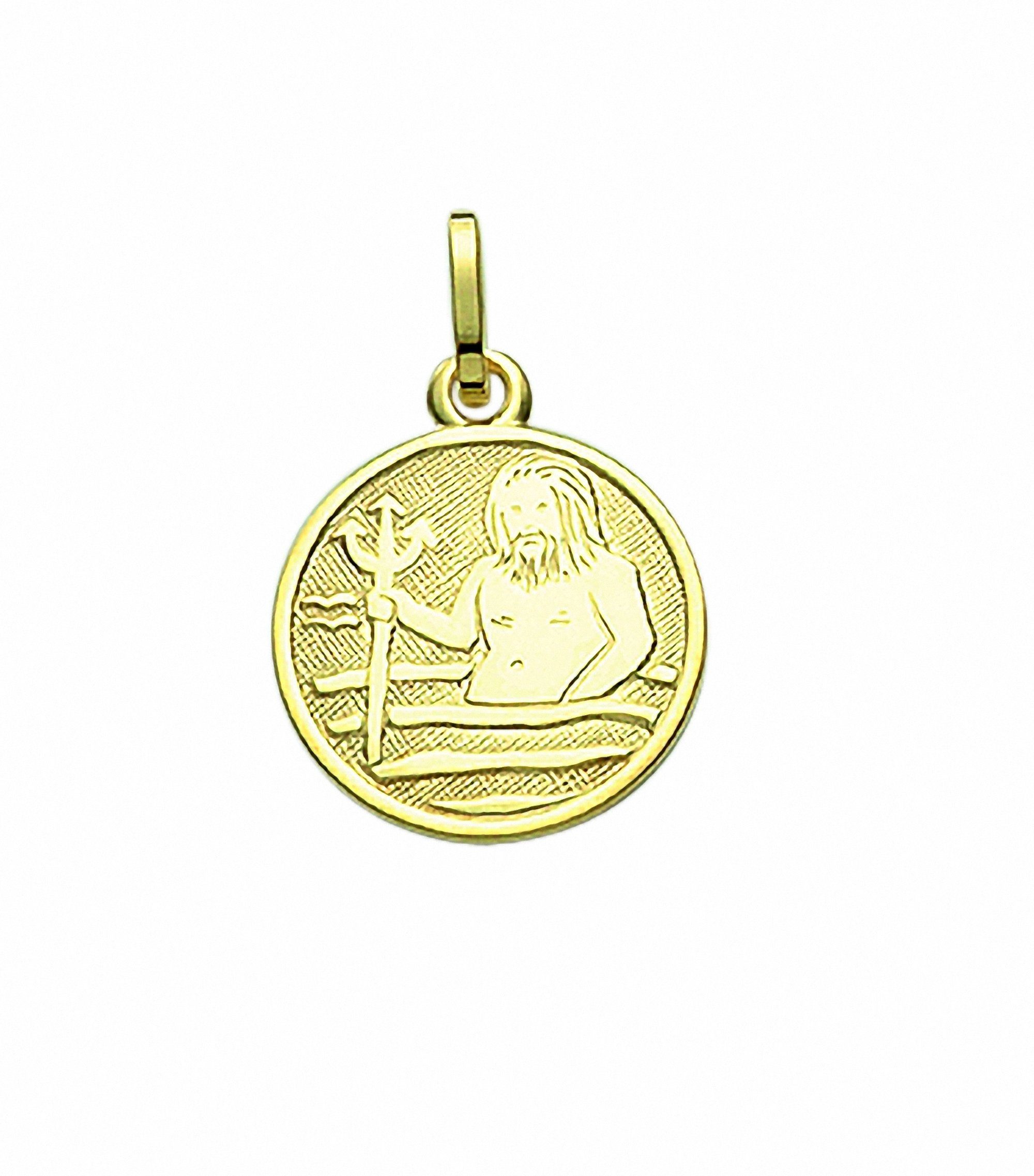 Wassermann Ø 333 Gold Halskette Kette Anhänger mit Set Anhänger - Schmuckset mit Sternzeichen 11,8 mm, Adelia´s