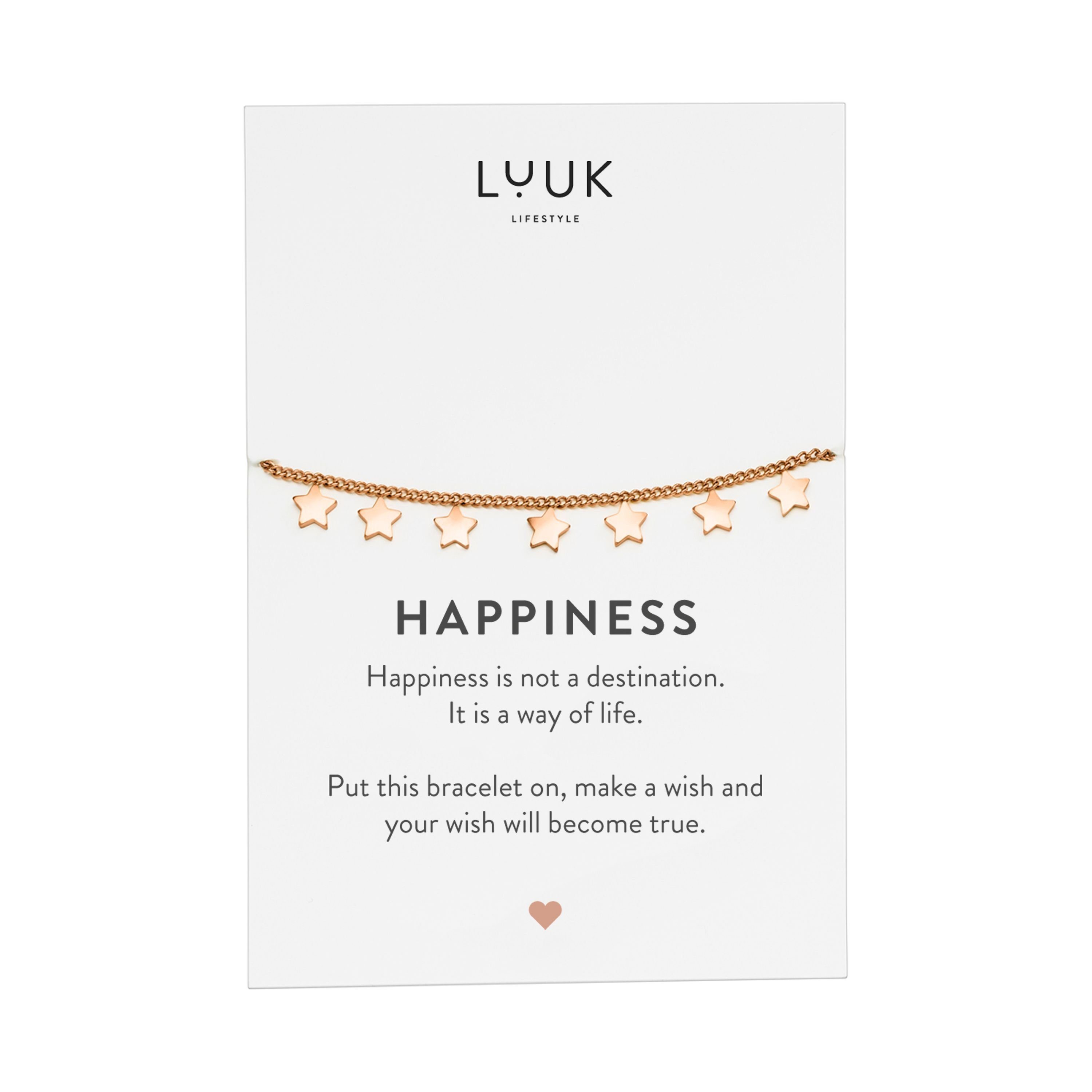 LUUK LIFESTYLE Edelstahlarmband Sterne, mit Happiness Spruchkarte