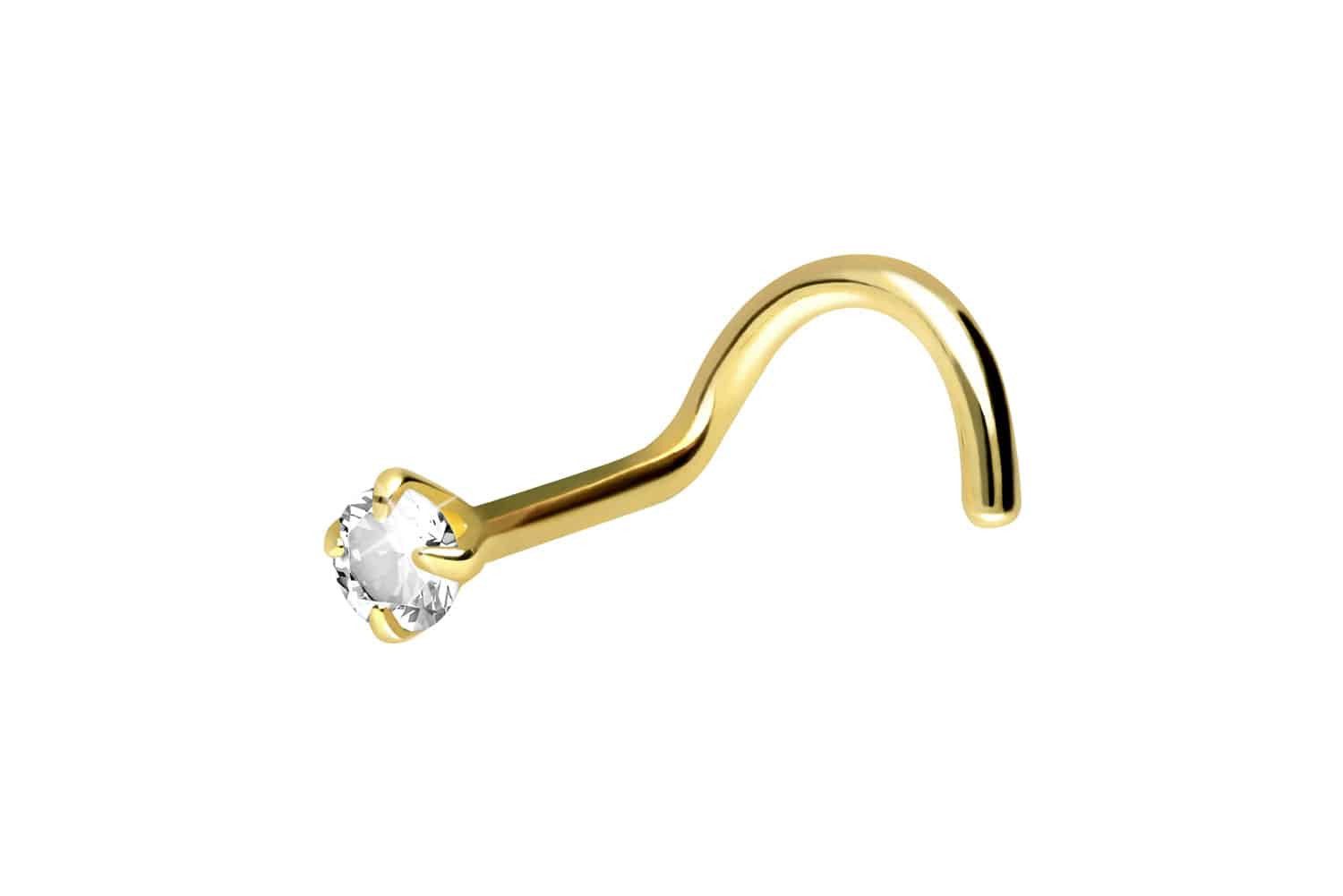 Nasenpiercing 18 Karat Gold Nasenstecker Spirale DIAMANT