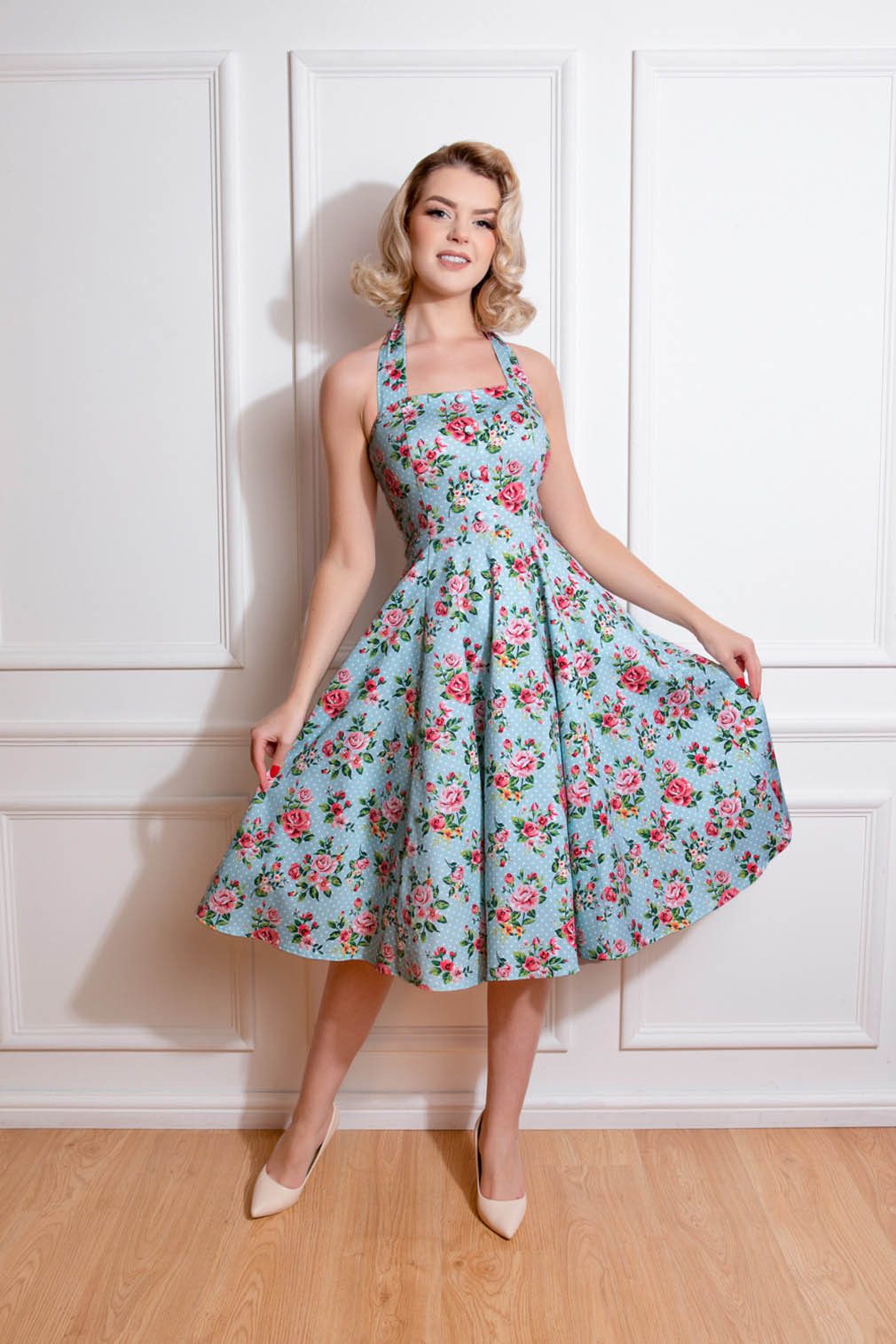 Hearts & Roses London Trägerkleid Heidi Floral Swing Dress Rockabella Vinta günstig online kaufen