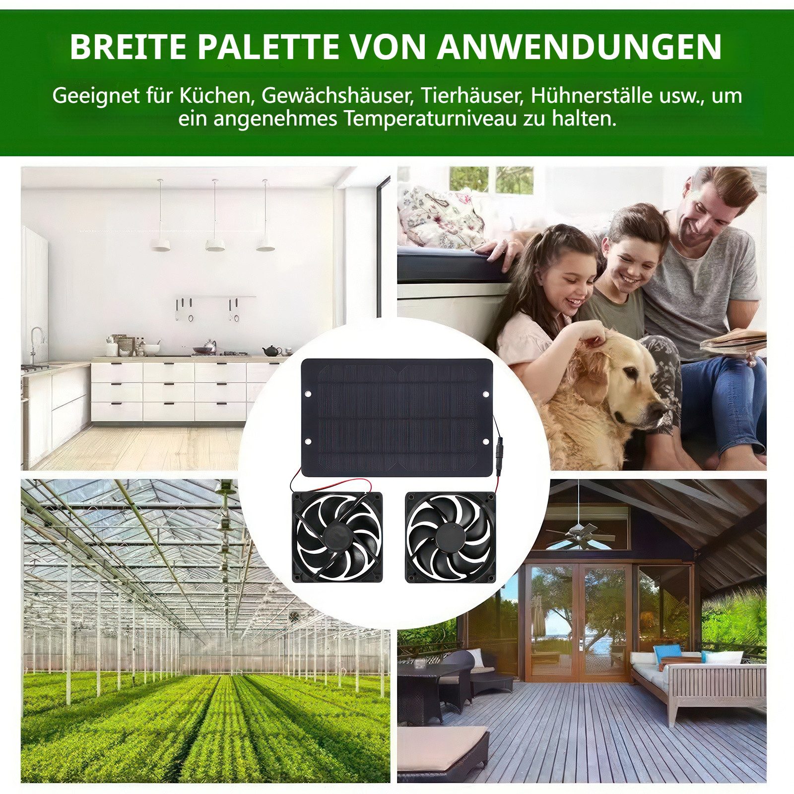 BlingBin Wandventilator Solar Ventilator,10W Solarpanel,Wetterfest,DC Doppe günstig online kaufen