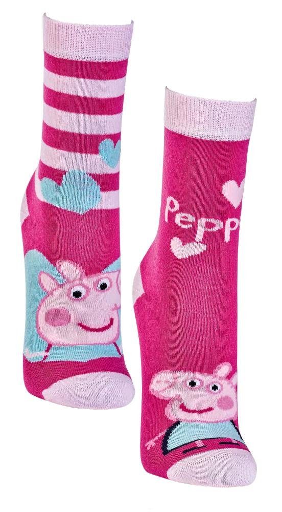 Motive 6 (Rosa-Pink) Socken verschiedene Pig Lizenz Paar Comic, Cartoon, Kindersocken, Peppa FussFreunde