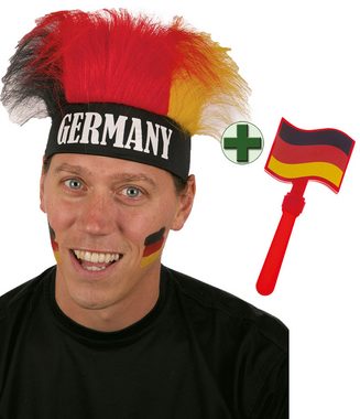 Karneval-Klamotten Kostüm Klapperhand Fußball und Perücke Deutschland, Weltmeisterschaft WM EM Fan Artikel Fußball Party