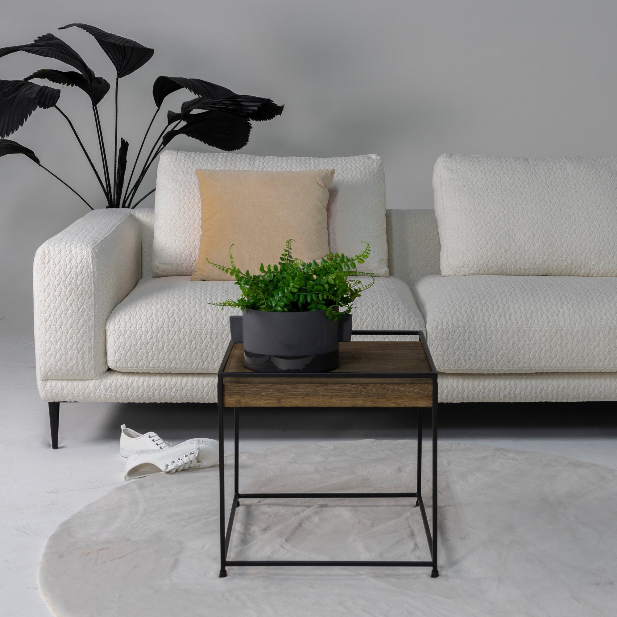 Design Torna WALNUT Furniture Beistelltisch Torna WOOD THIN 46x46x46cm - 40 Beistelltisch Black