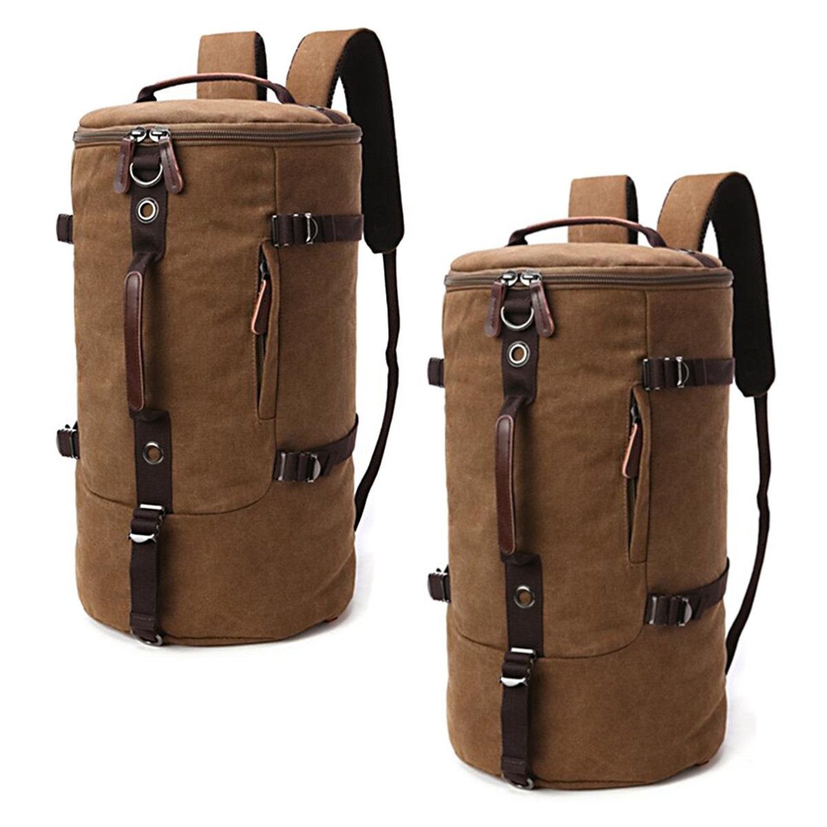 Craftride Reisetasche 2x Motorrad Rucksack Canvas # VG8 Hecktasche Vintage 35Ltr braun Spar-