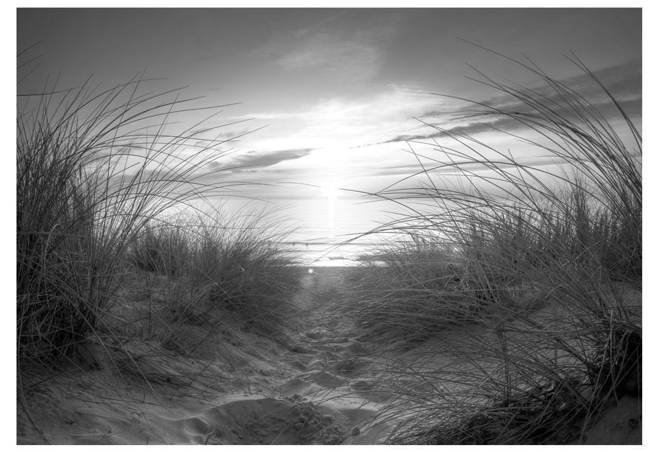 lichtbeständige halb-matt, - Tapete Strand Vliestapete (schwarz Design 1x0.7 KUNSTLOFT weiß) m,