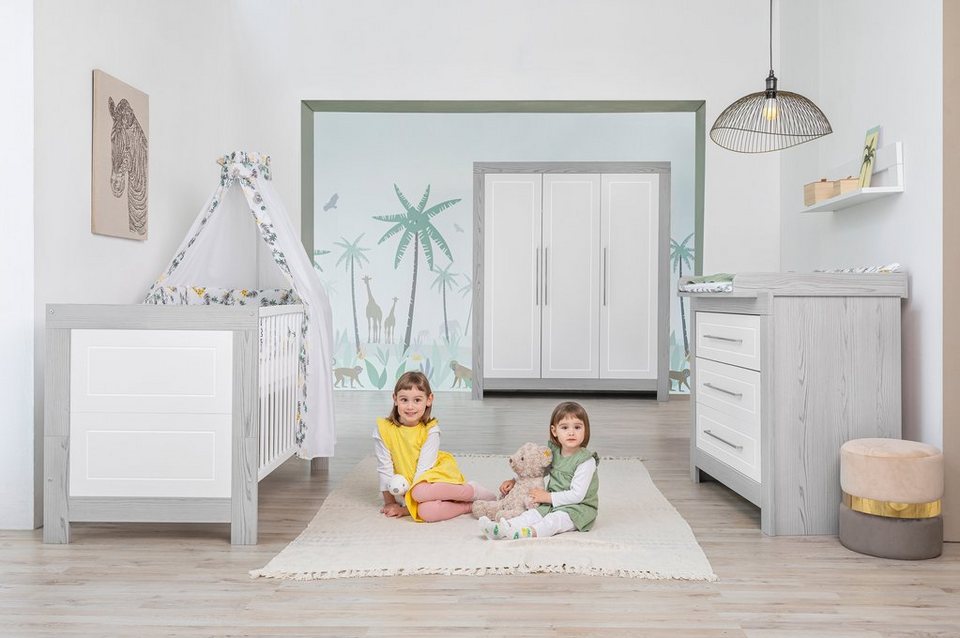 Schardt Babyzimmer-Komplettset Scandic, (Set, 3-St., Kinderbett,  Kleiderschrank, Wickelkommode), Made in Germany; mit Kinderbett,  Kleiderschrank und Wickelkommode