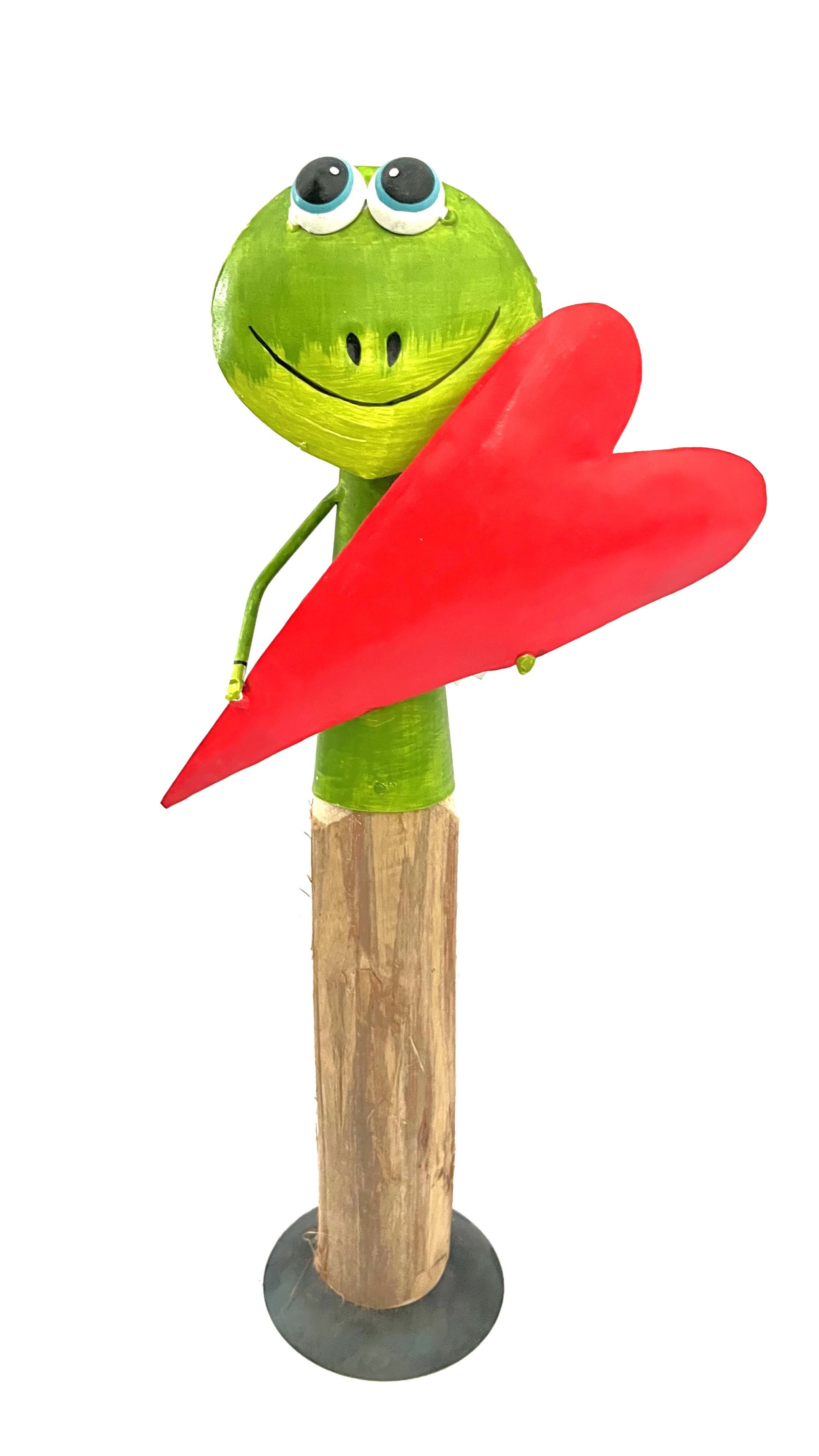 Scheulen GmbH Dekofigur Frosch Deko Garten mit Herz Grün Rot 42 cm (1 St)