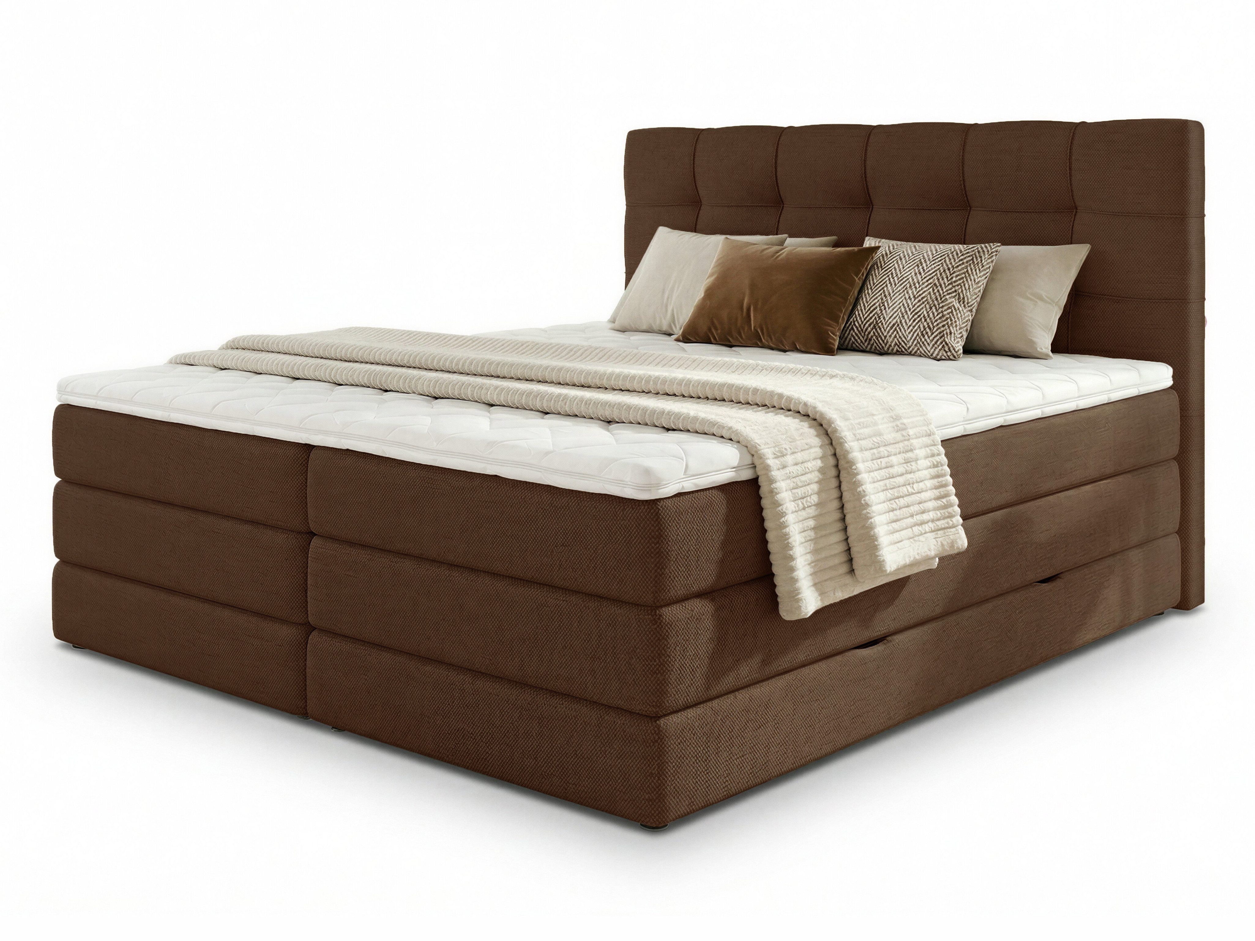 Sofnet Boxspringbett Best XL (2x Bettkästen, Bonellfederkern- und Taschenfederkernmatratze, Topper), Polsterbett, Doppelbett, Webstoff, mit Kopfteil, 140/160/180x200 cm