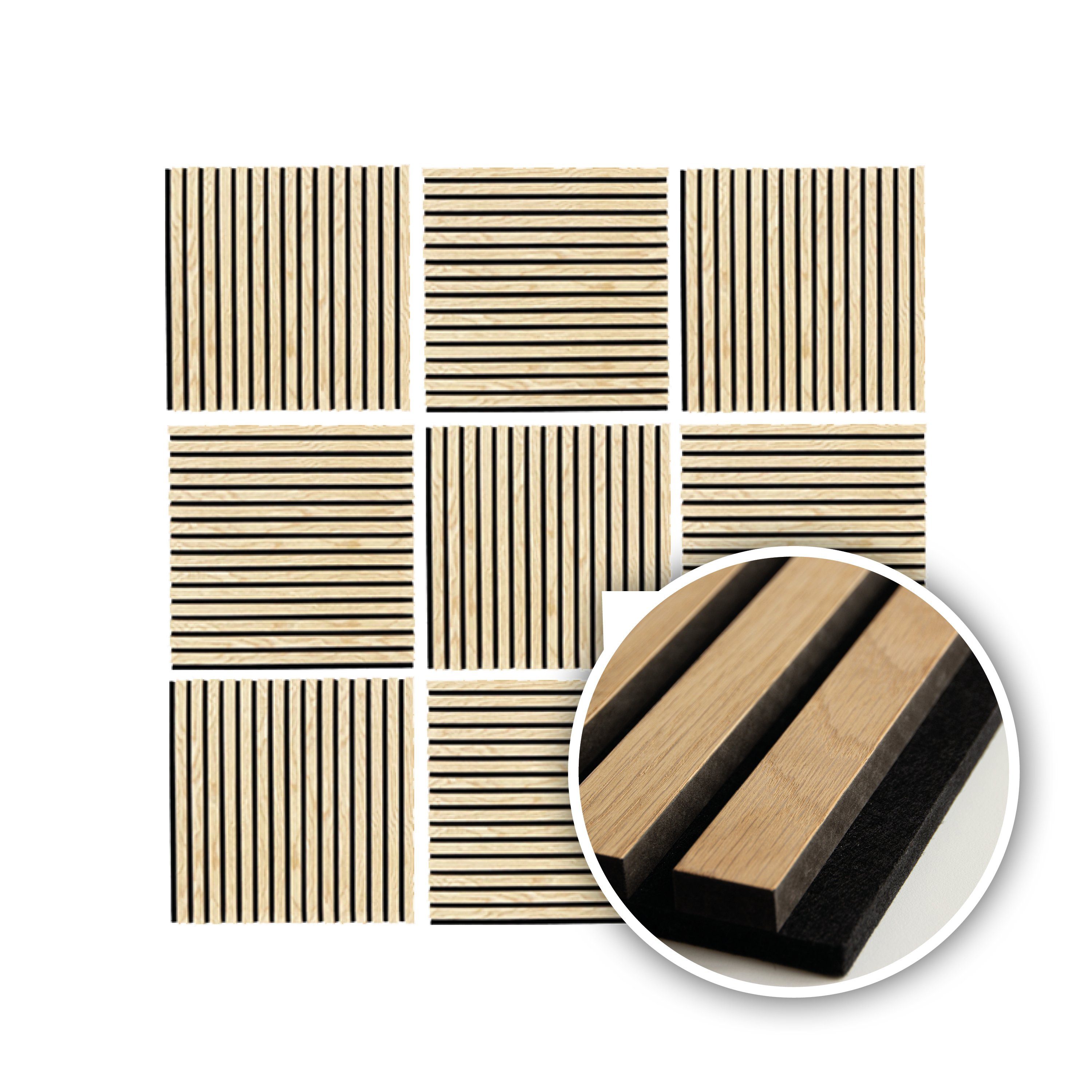 Kaiser plastic Wandpaneel Akustikpaneele - Geräuschunterdrückung - Holzpaneele Wand, BxL: 60x60 cm, 0,36 qm, (2-tlg)