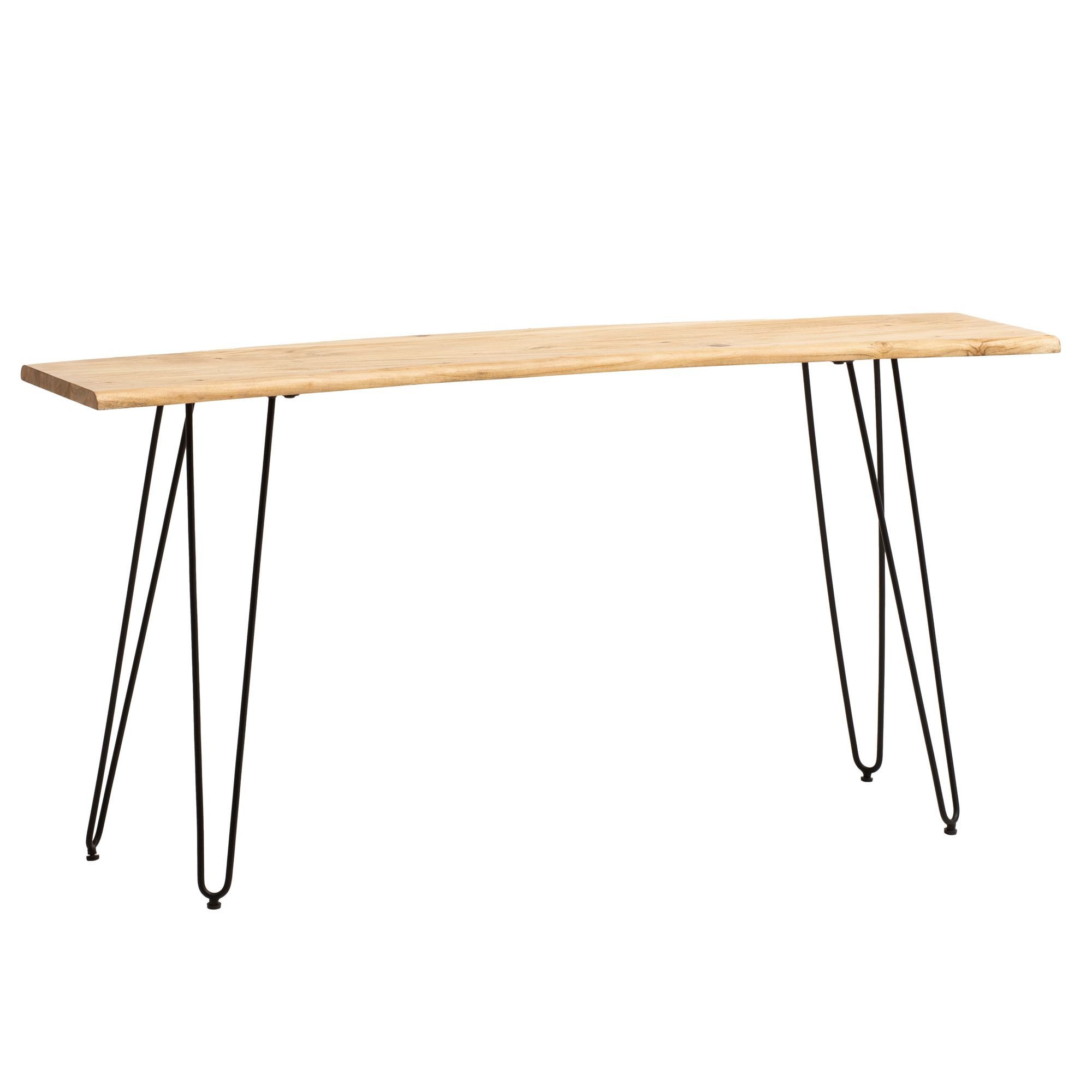 Wohnling Schreibtisch WL7.162 150 cm Akazie Massivholz Bürotisch Computertisch Baumkant (150x36x75 cm Akazie Massivholz, Baumkante Modern), Computertisch Home Office Bürotisch Haarnadelbeine
