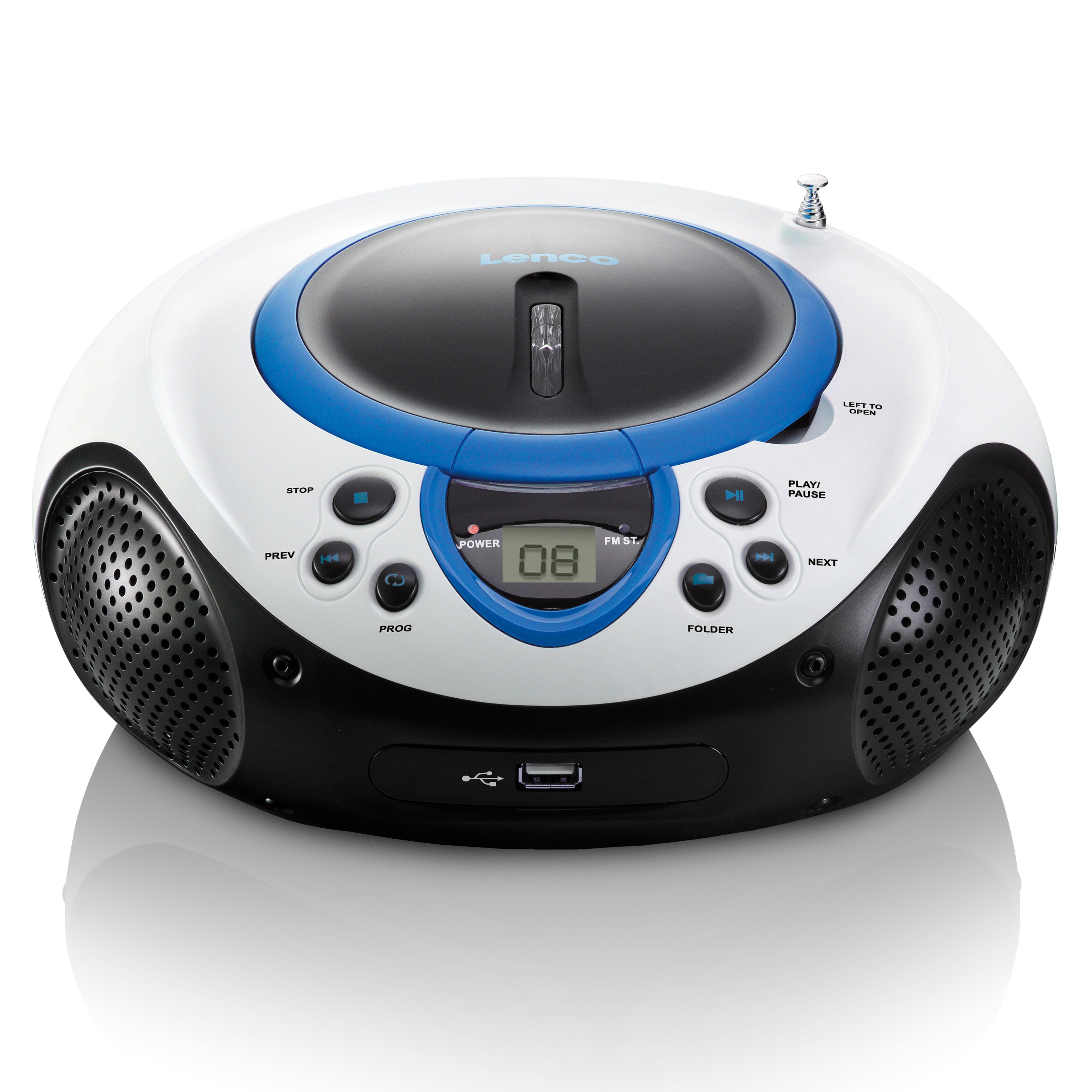 Lenco SCD-38 USB Blue UKW-Radio (FM, 3 W, Robust & stylisch mit FM/CD/MP3/USB- und AUX-Eingang in Blau)