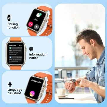 NONGAMX Smartwatch (2.0 Zoll, Andriod IOS), Schrittzähler, Wasserdicht, Sportuhr Fitness Tracker Herzfrequenz