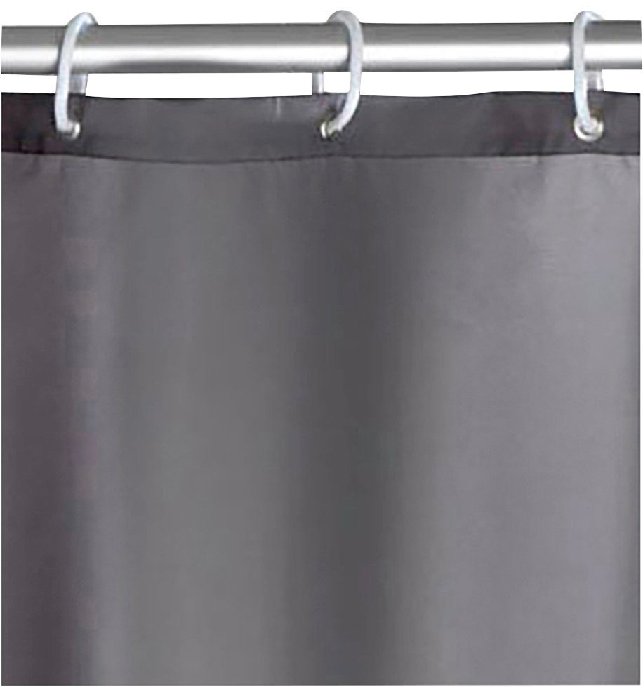 WENKO Duschvorhang Uni Grey Breite 180 cm, Höhe 200 cm, Polyester, waschbar