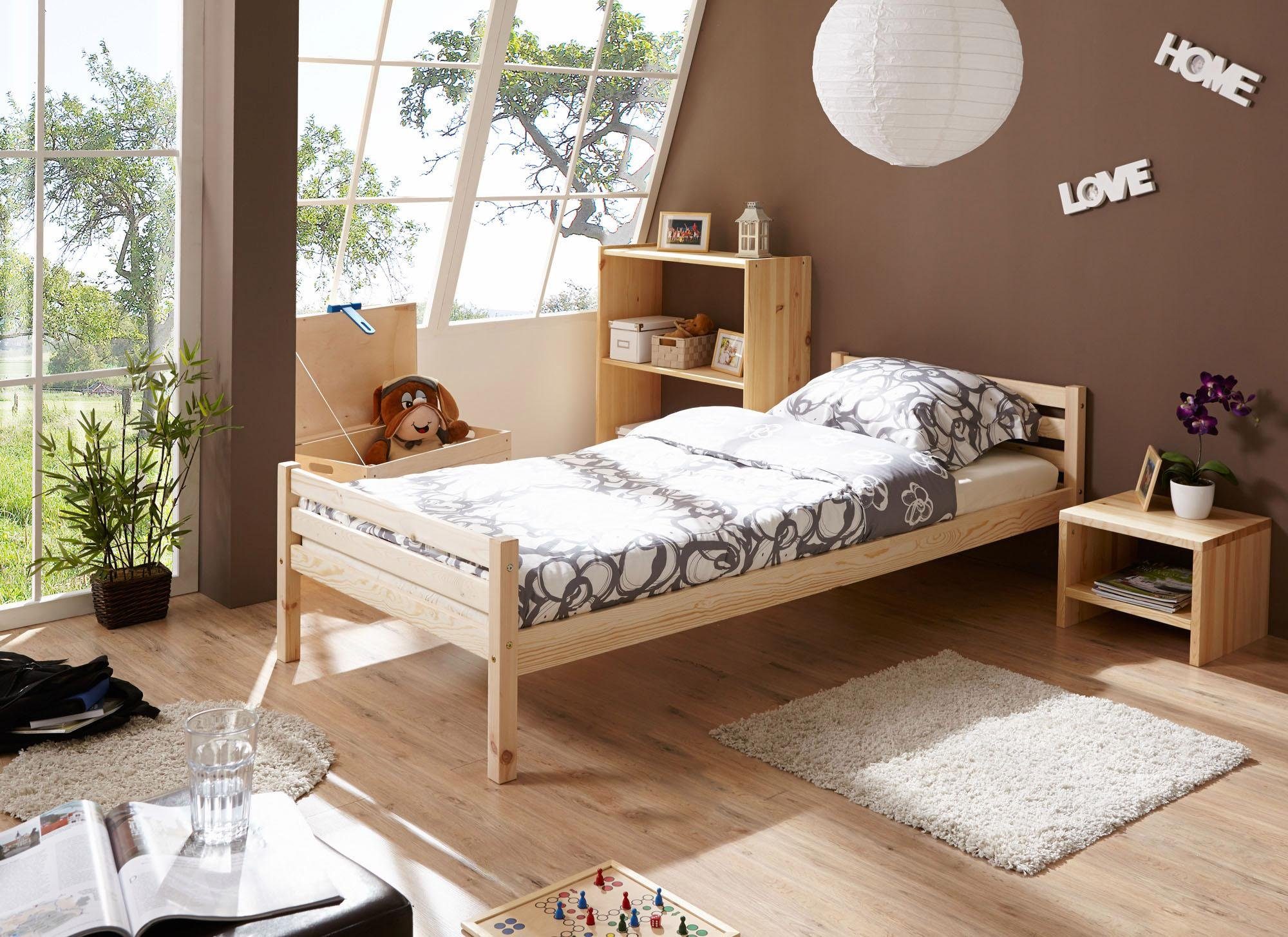 Jugendbett, Kiefer, Breiten, Ticaa natur Rollrost in Kiefer diversen massiv mit Futonbett