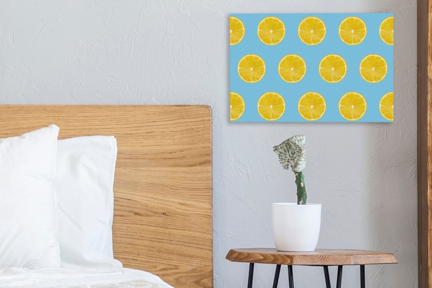 Aufhängefertig, cm Zitrone Farben - St), 30x20 - OneMillionCanvasses® Wandbild Muster, (1 Wanddeko, Leinwandbilder, Leinwandbild