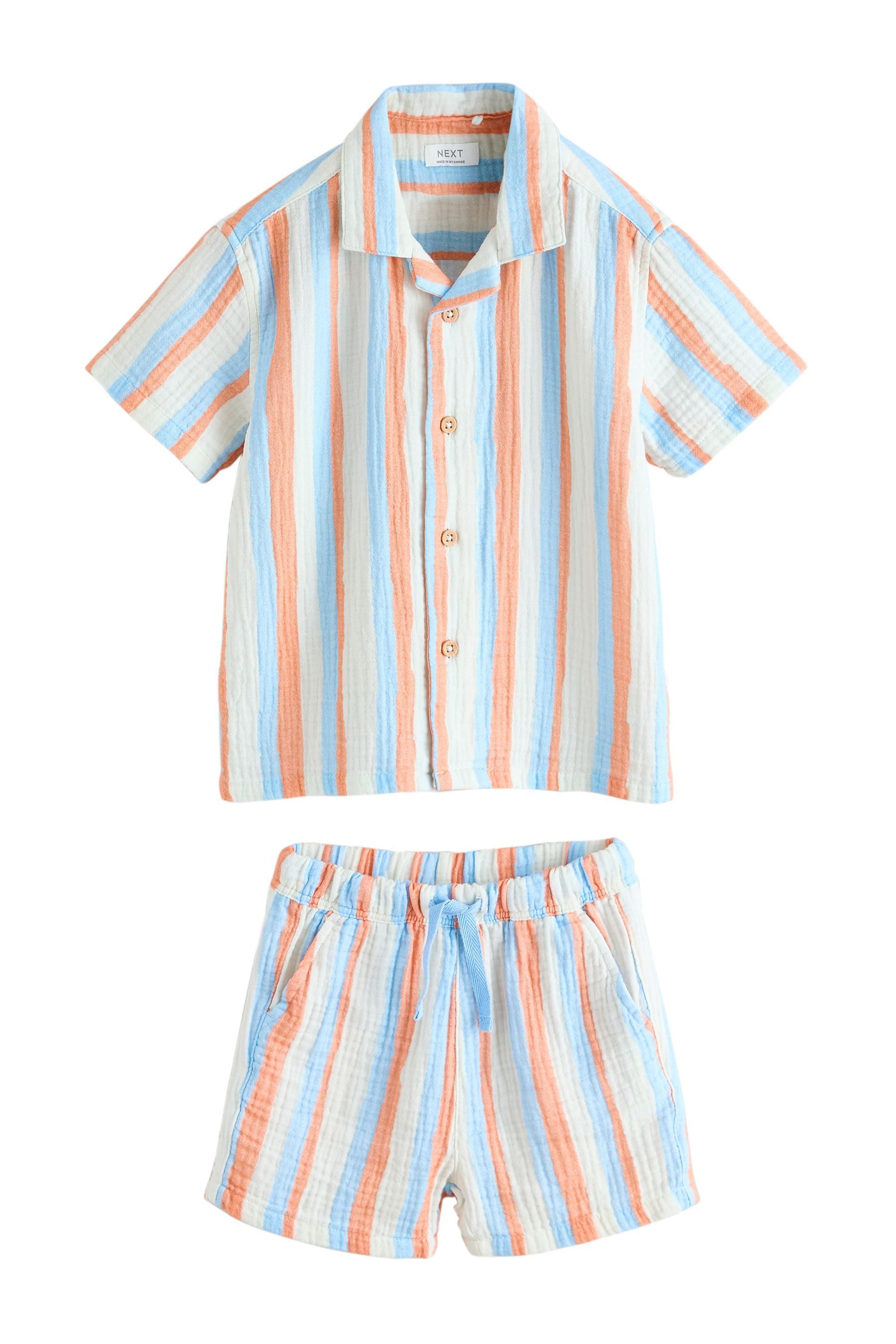 Next Shirt & Shorts Doppellagiges Kurzarmhemd und Shorts im Set (2-tlg)