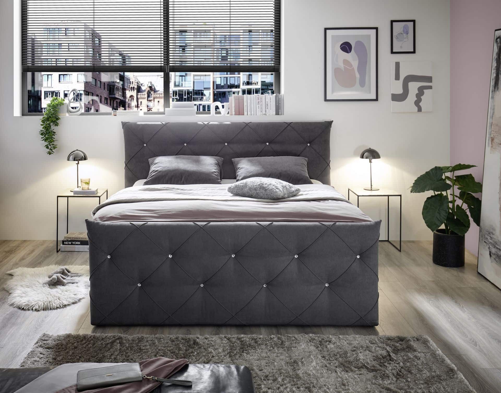 ED EXCITING DESIGN Boxspringbett Villano - inkl. Bettkasten, Gel-Topper und 7-Zonen-Matratze (Komplettbett inkl. Topper und Matratze), Stauraumbett, Topper inklusive, hoher Liegekomfort, federnde Matratze