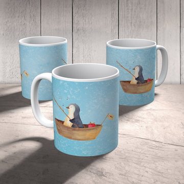 Mr. & Mrs. Panda Kinderbecher Pinguin Angelboot - Eisblau - Geschenk, Kunststoffgeschirr, optimisti, Kunststoff, Mikrowellenbeständig