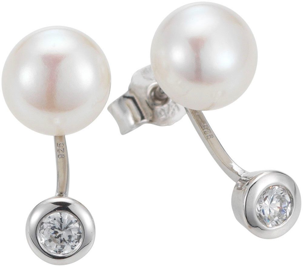 Adriana Paar Ohrstecker Schmuck Geschenk Silber 925 Ohrringe Sanremo, Made in Germany - Zirkonia (s) Süßwasserzuchtperle Einhänger abnehmbar
