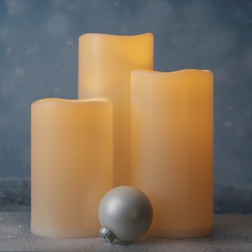 MARELIDA LED-Kerze XXL LED Kerze für Außen flackernd H: 30cm D: 12,5cm outdoor creme