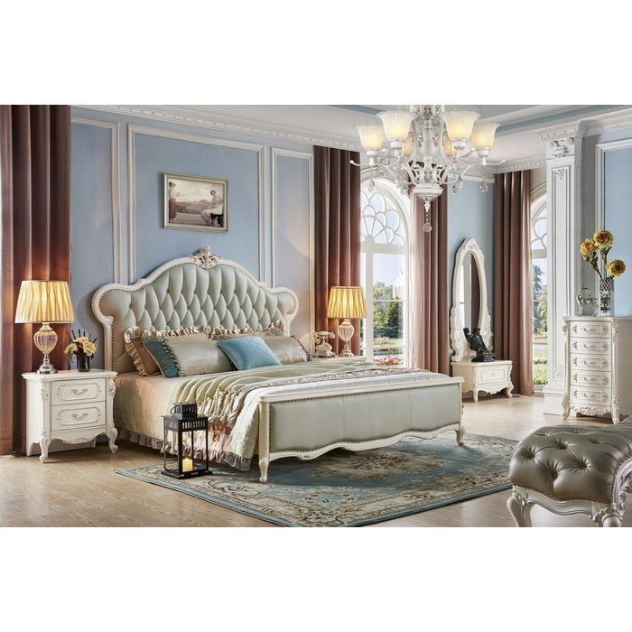 JVmoebel Schlafzimmer-Set Design Betten Schlafzimmer Sets Bett 2x Nachttisch Klassischer Luxus Möbel 3tlg