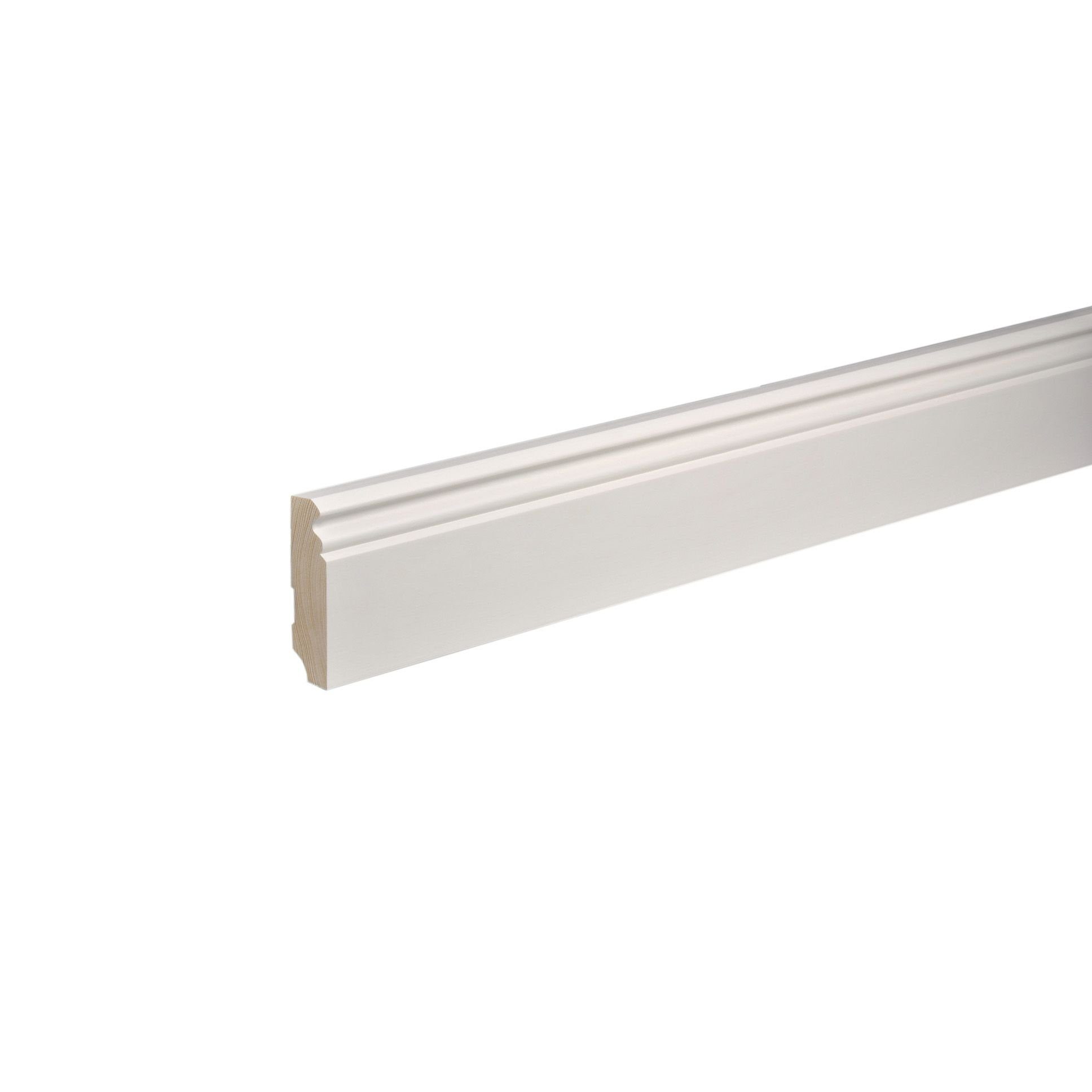 Kosche Sockelleiste Massivholz, 19 x 78 x 2400 mm, Weiß, Fußleiste