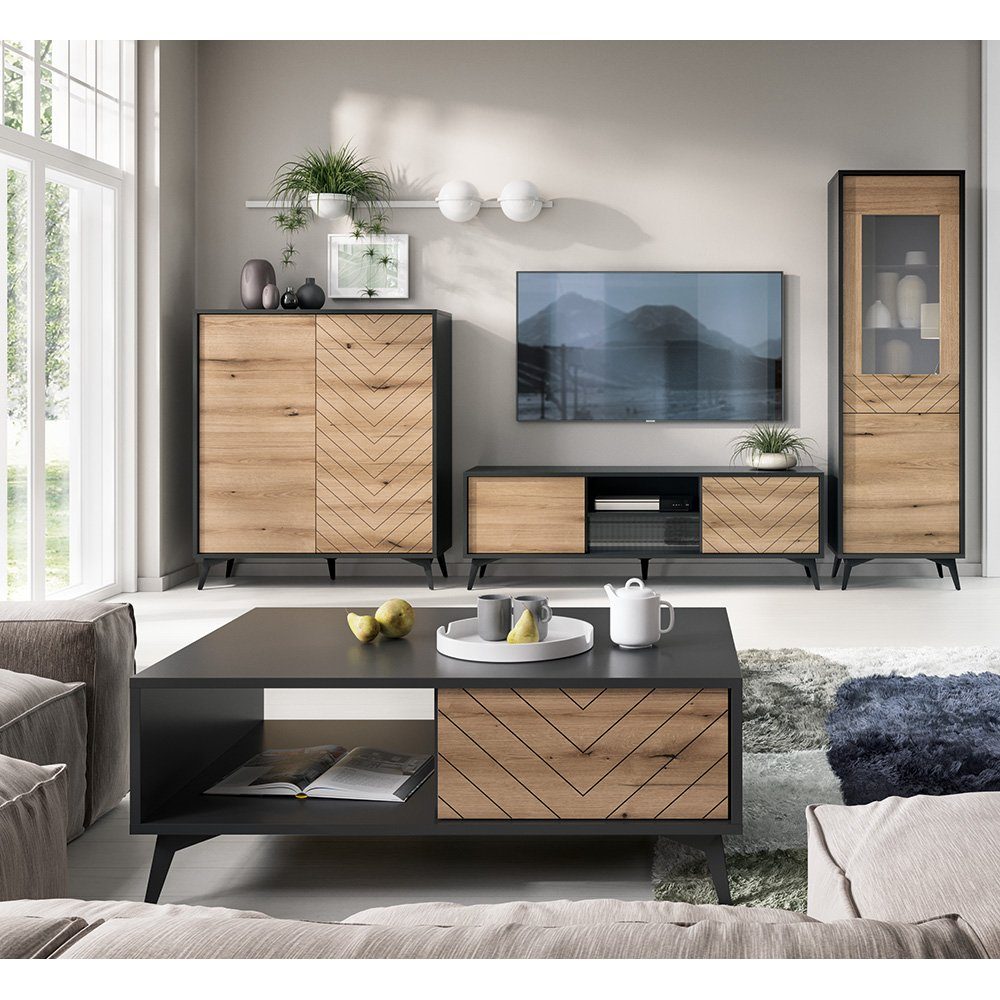 Lomadox Wohnzimmer-Set DALE-160, (Mega-Spar-Set, 4-St., 4-tlg), Wohnwand TV günstig online kaufen