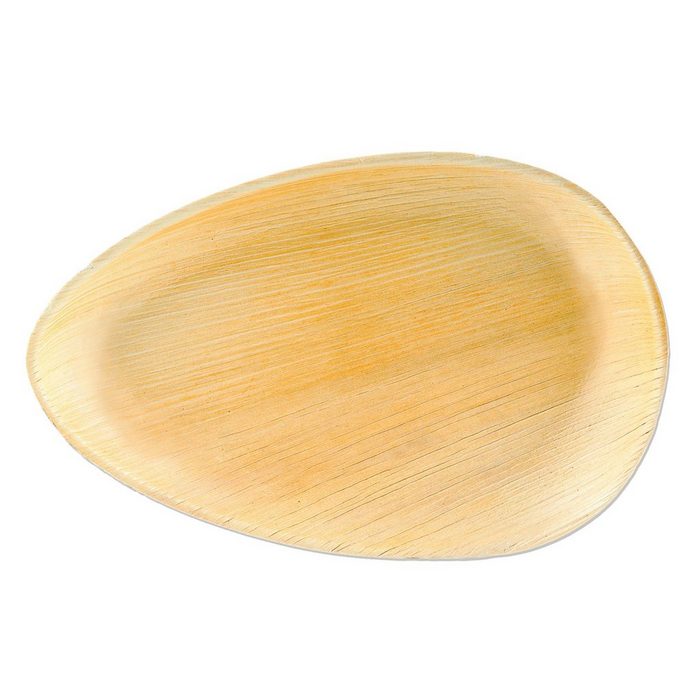 wisefood Einwegteller Palmblatt Teller oval 26 cm tropfenförmig (25 St)