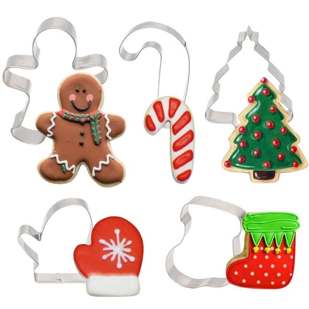 Ausstechform 5-teiliges Weihnachts-Ausstechformen-Set Lebkuchen Tannenbaum DE.