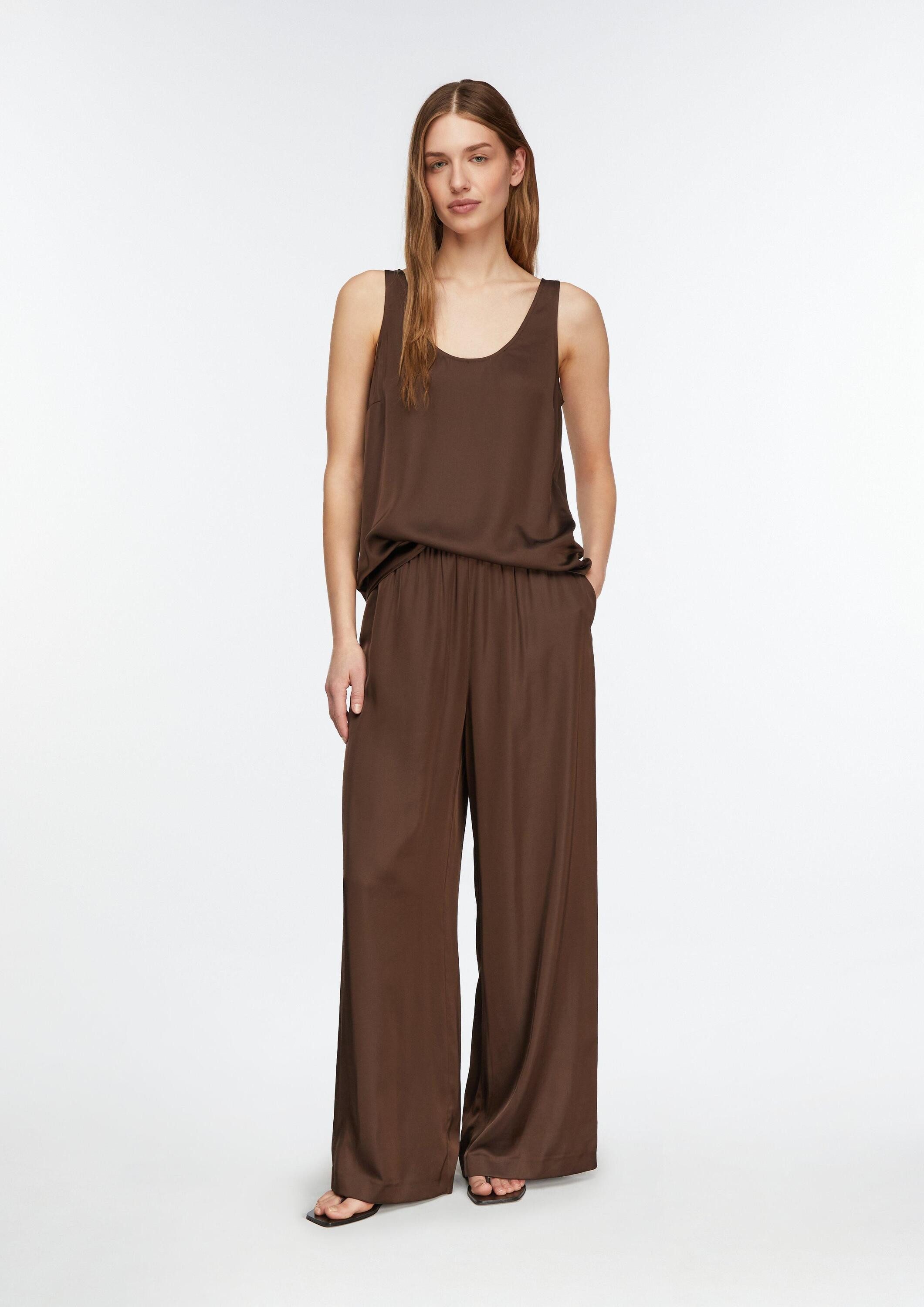 comma Chinos Hose Easy Pull-On-Satin-Wide-Leg-Hose günstig online kaufen