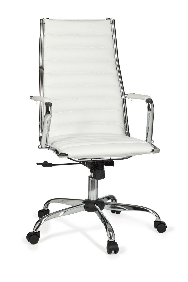furnicato Bürostuhl GENF 1 Bezug Kunst-Leder Schreibtischstuhl Weiß X-XL 110 kg Chefsessel