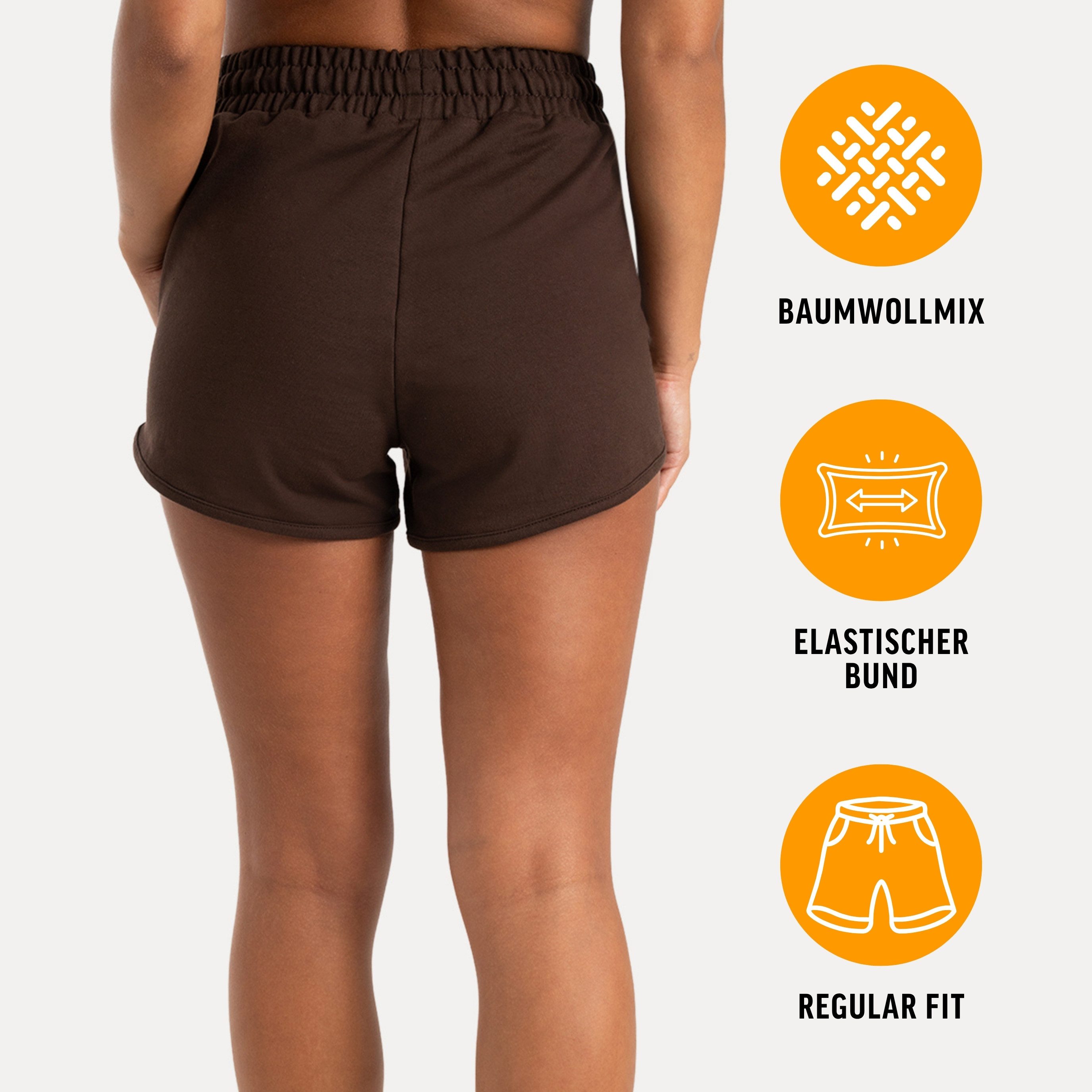 Smilodox Shorts Maruna Damen, kurze Hose, Regular Fit, Baumwolle, für Gym & Sommer Elastischer Tunnelzug, Basic, Baumwollmix, Seitentaschen