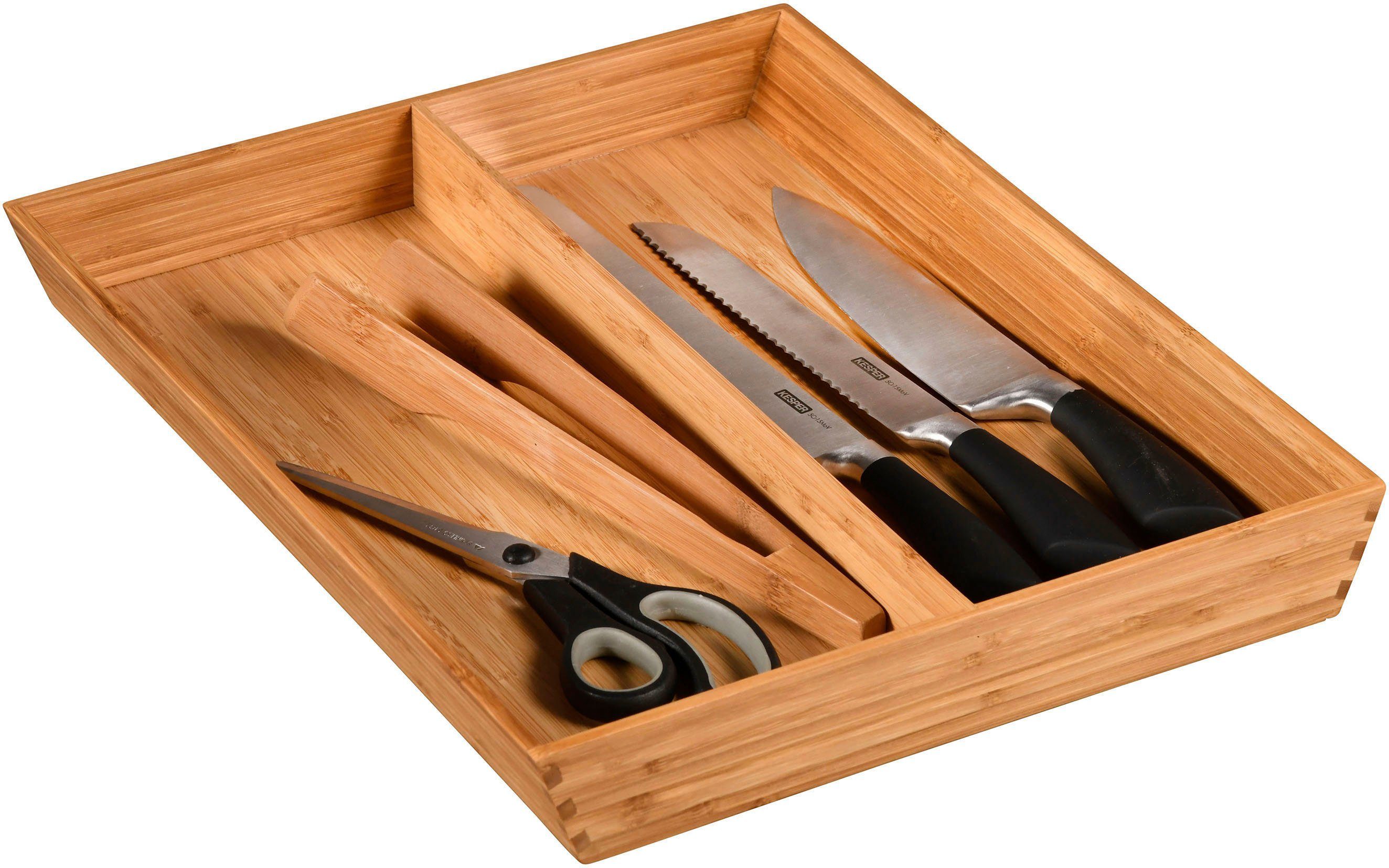 KESPER for kitchen & home Besteckkasten, aus 100% FSC-zertifiziertem Bambus,  2 Fächer | Servierplatten