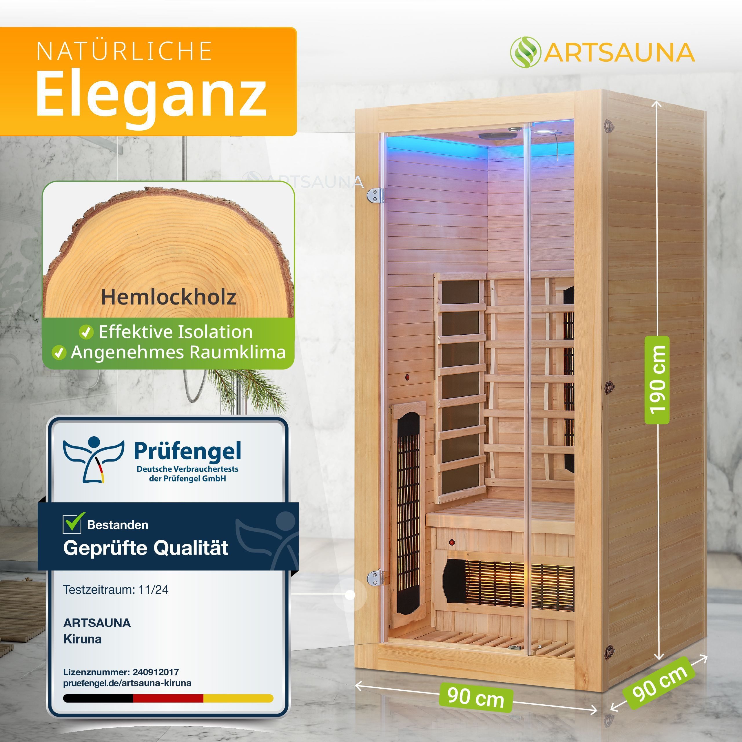 Artsauna Infrarotkabine Kiruna90 Dual Technologie, BxTxH: günstig online kaufen