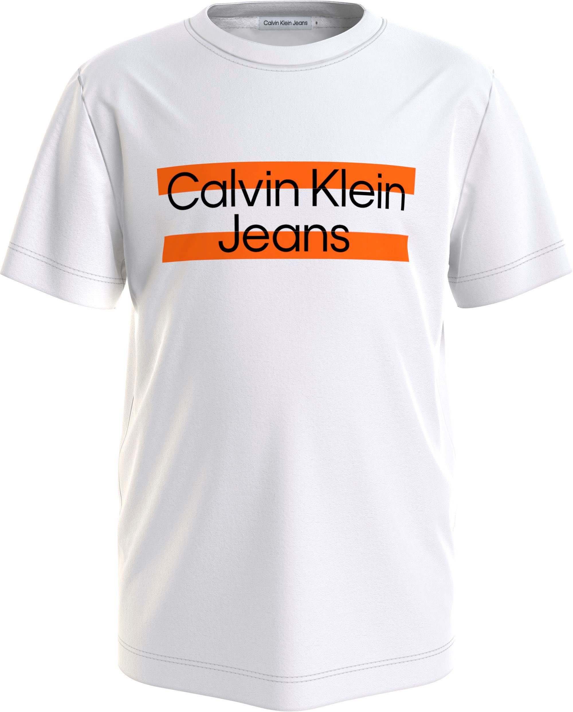 weiß T-Shirt mit Klein Jeans Brust auf der Calvin Logodruck Calvin Klein