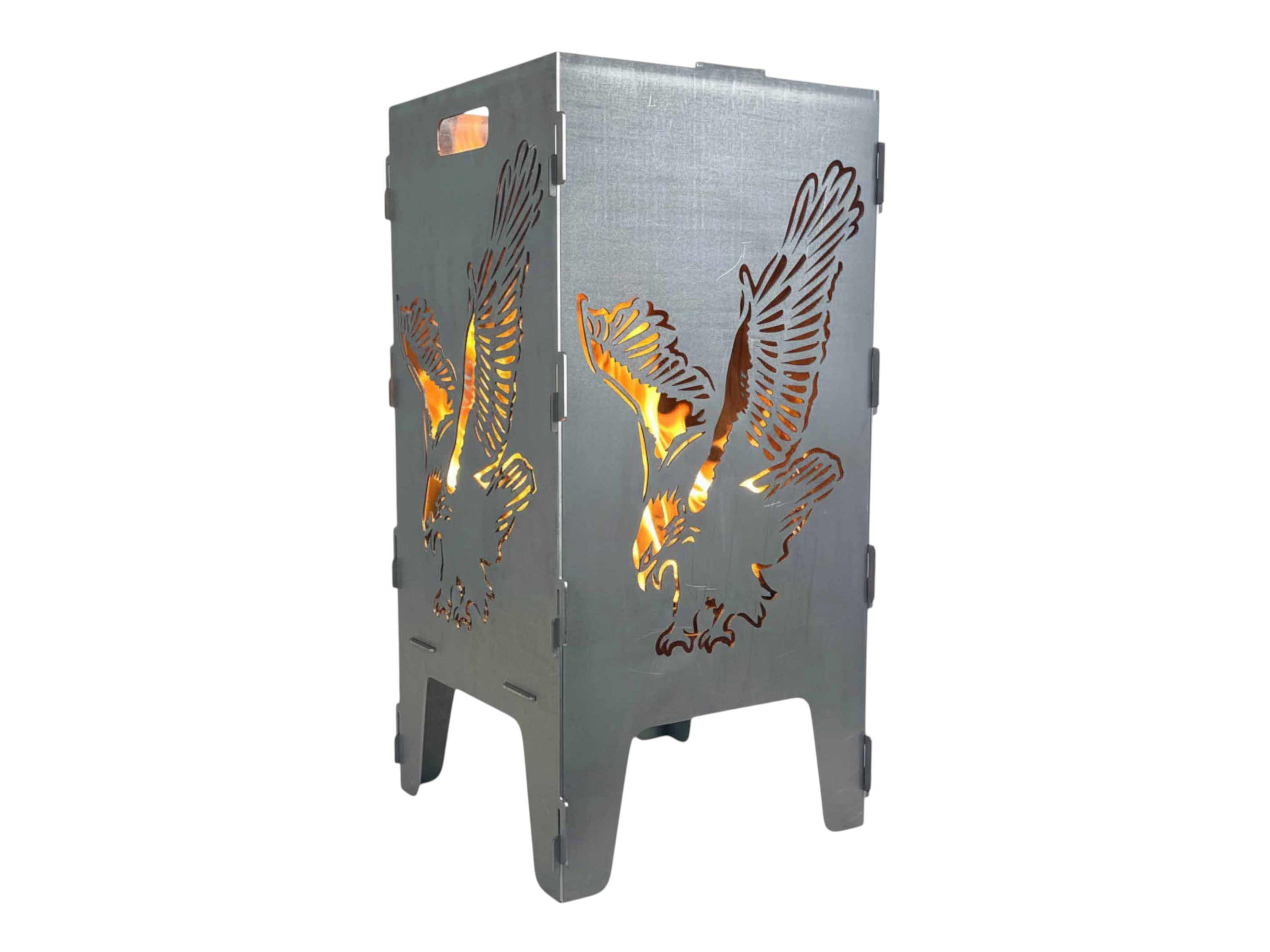 net-selling24 Feuerkorb, (1-St), Adler hochwertig 3mm Stahl mit Tragegriffen 38x38,6x75,3cm