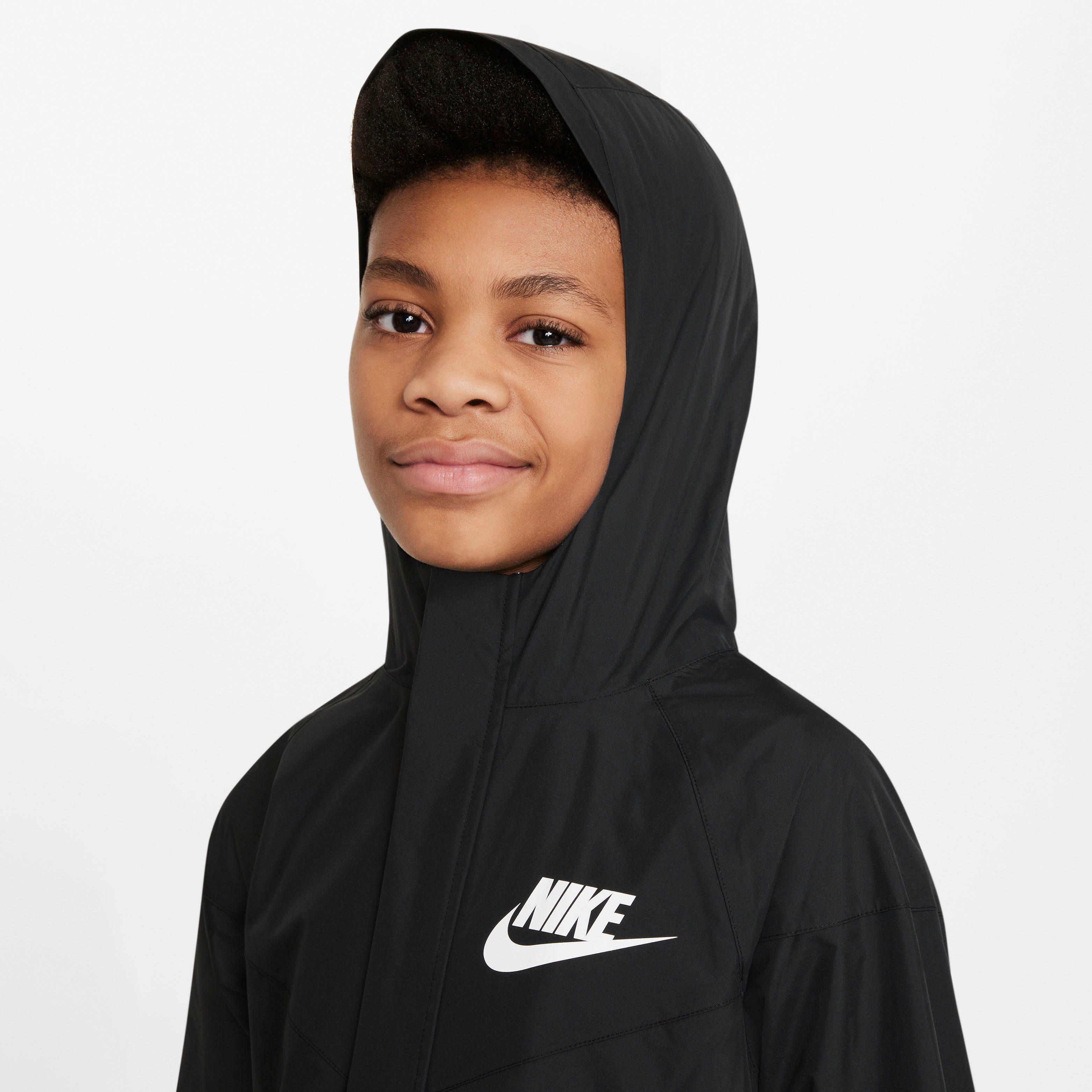 (Boys) BLACK/BLACK/WHITE Kids' Windrunner Big Nike Storm-FIT Sportswear Windbreaker Jacket