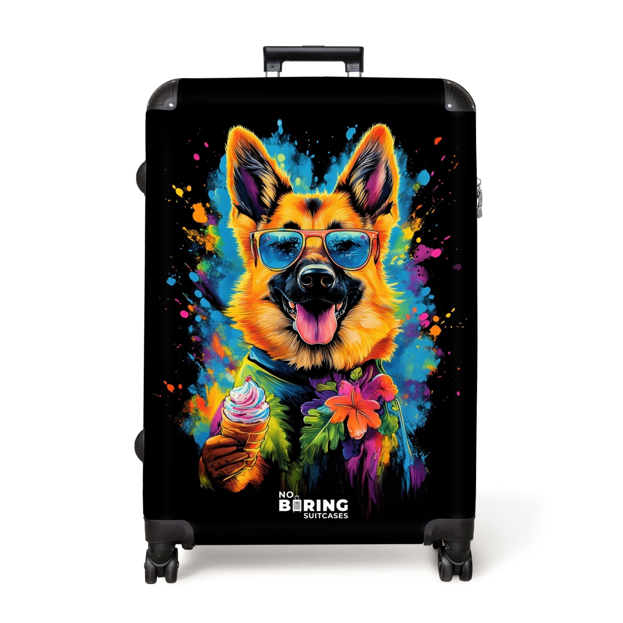 NoBoringSuitcases.com© Hartschalen-Trolley Sommerhund mit buntem Graffiti günstig online kaufen