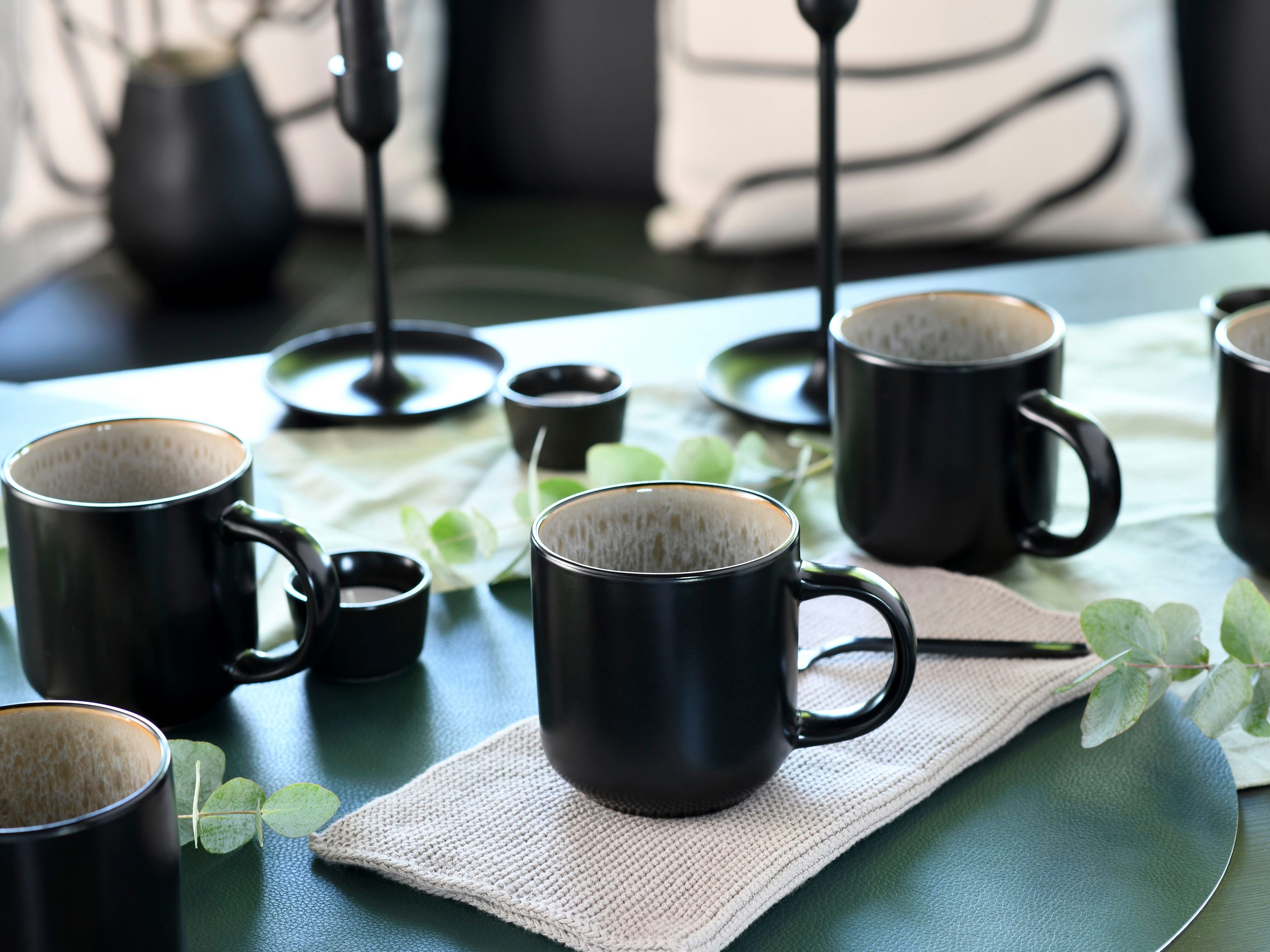 OTTO home Becher modernes 6-teiliges Kaffeebecher-Set Novalee, 6-tlg., Steinzeug, hohe Haltbarkeit, spülmaschinen- & mikrowellengeeignet, Reaktivglasur