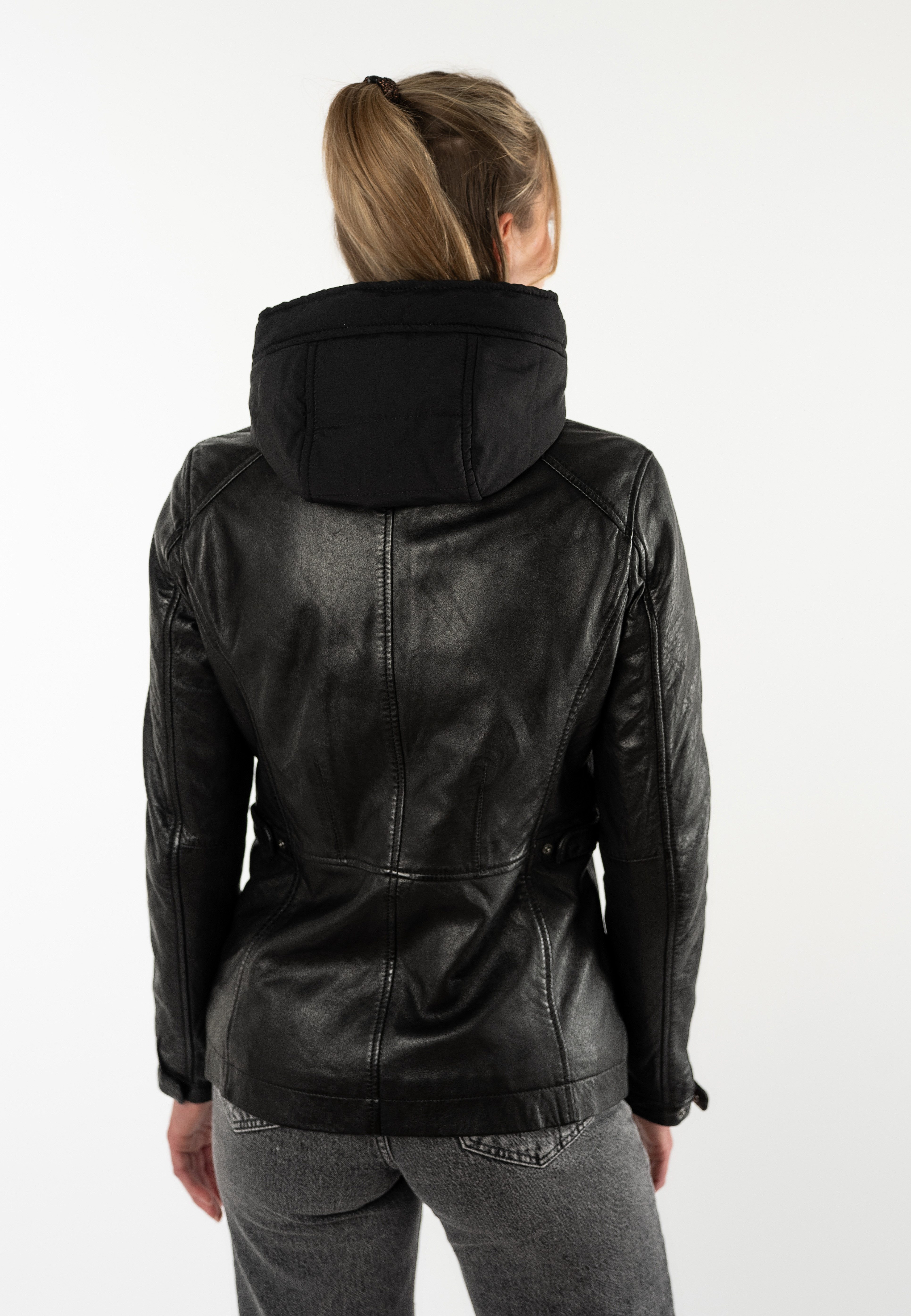 Mauritius Lederjacke MWIvara mit abnehmbarer Kapuze – Bild 2 von 5