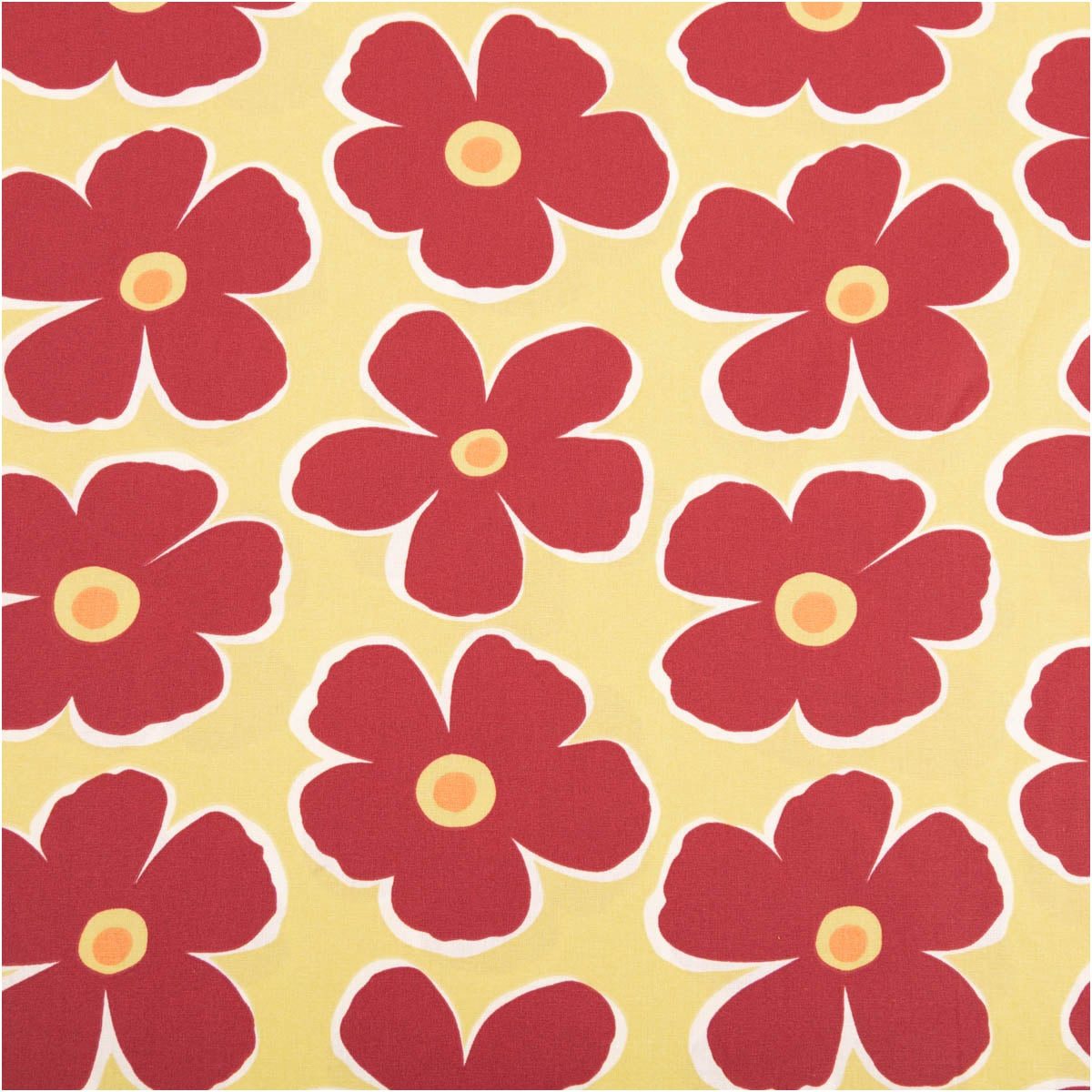 SCHÖNER LEBEN. Stoff Baumwollstoff Meterware Popeline Stoff Blumen gelb rot 145cm, allergikergeeignet