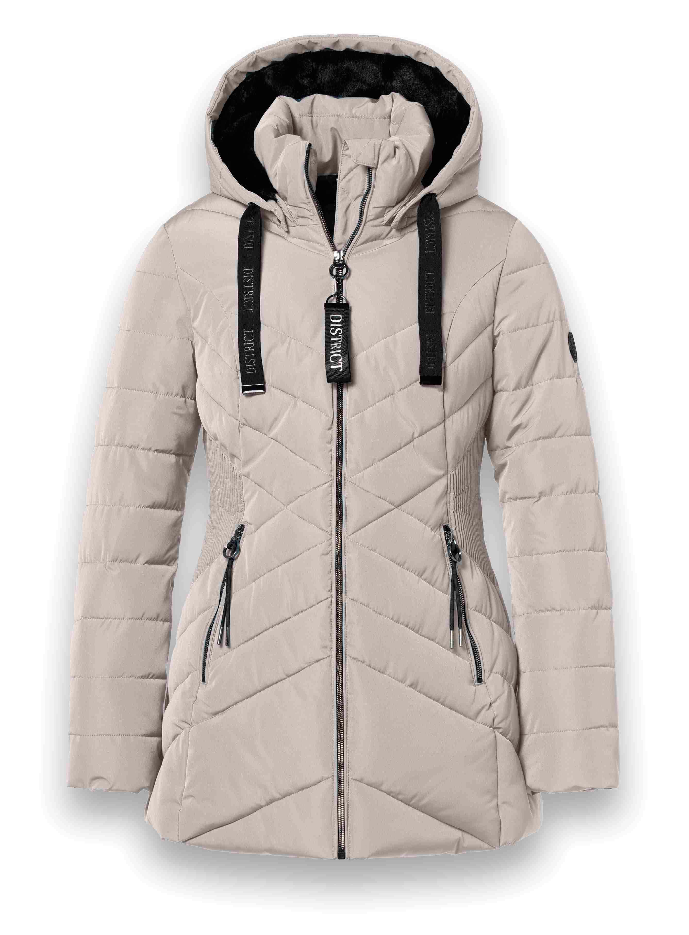 District Winterjacke Workout mit Kapuze (Mantel, wasserabweisend) beige Damen