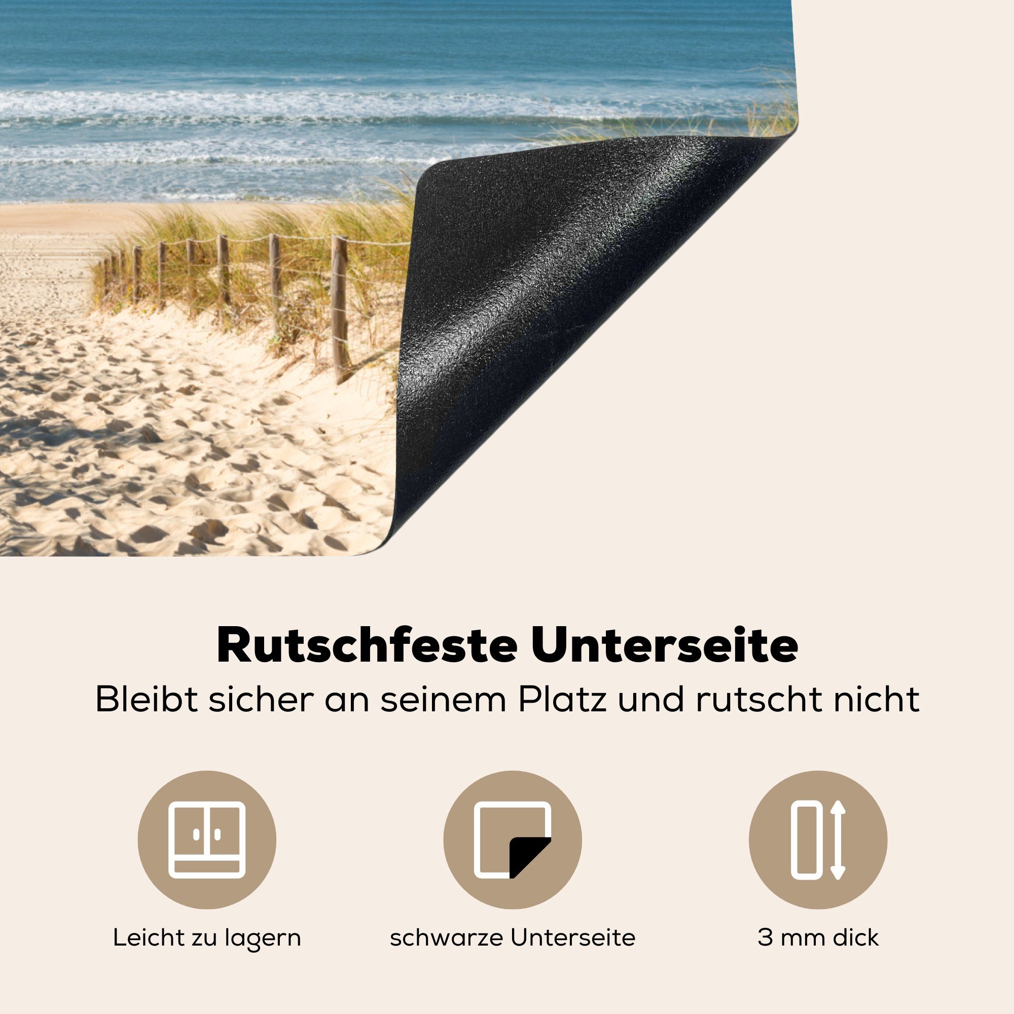 Induktionskochfeld (1 58x51 Dekoration Vinyl, Strand für Meer Düne Sand - Küchen - - Herdblende-/Abdeckplatte cm, MuchoWow tlg), - Sommer, Induktionsherd,