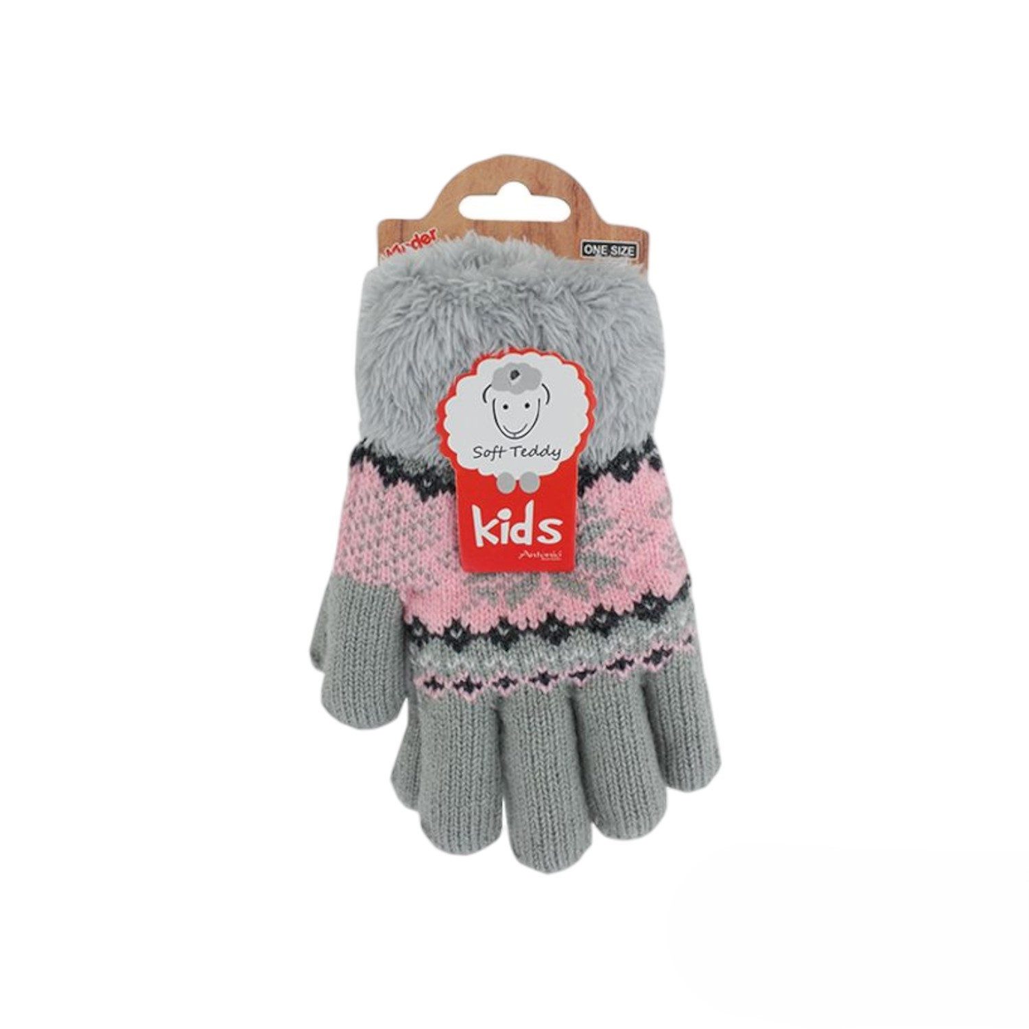Antonio Strickhandschuhe Kinder Winter Handschuhe » Fingerhandschuhe Norweger Stern (1 Paar, 2-St., 1 Paar) » Strickhandschuhe warm gefütterte » Soft Teddy Kinderhandschuhe