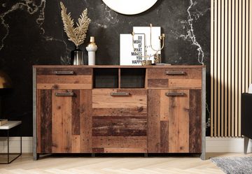 Newroom Sideboard Kane, Sideboard Old Wood Beton Optik Vintage Industrial Highboard Anrichte