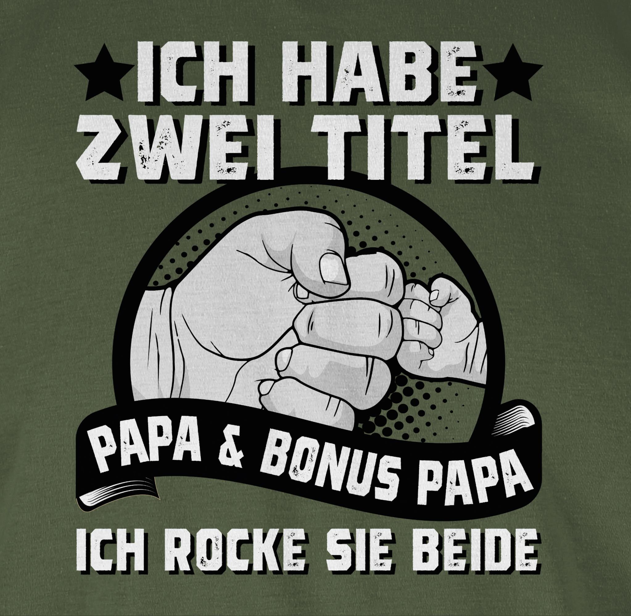 Stiefvater Shirtracer und Papa T-Shirt zwei Grün Papa Bonus Ich Army Vatertag habe Papa 3 Geschenk Titel für - I