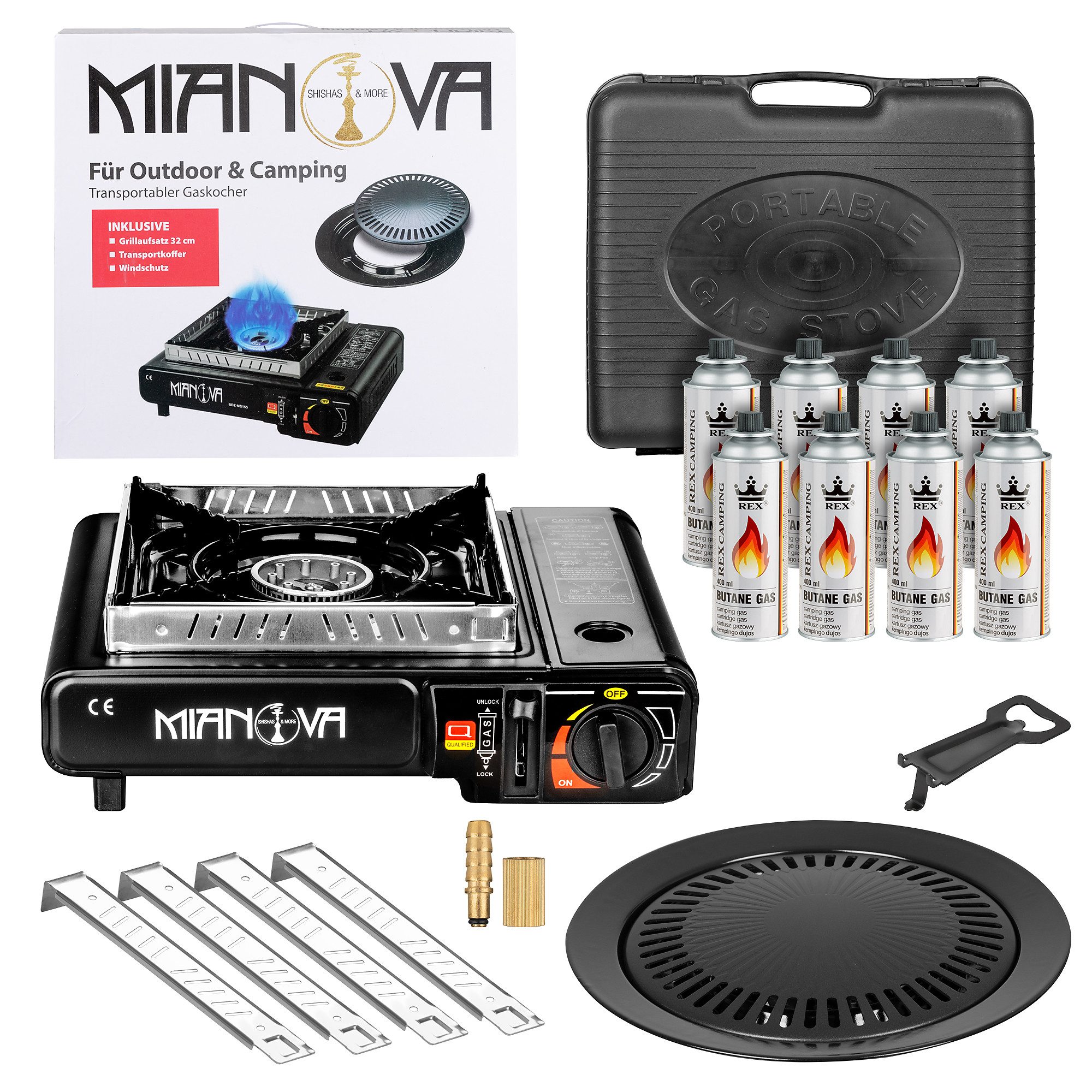Camping-Gasgrill Campingkocher 1 flammig Set Outdoor Gaskocher Notfallkocher Gas Kocher